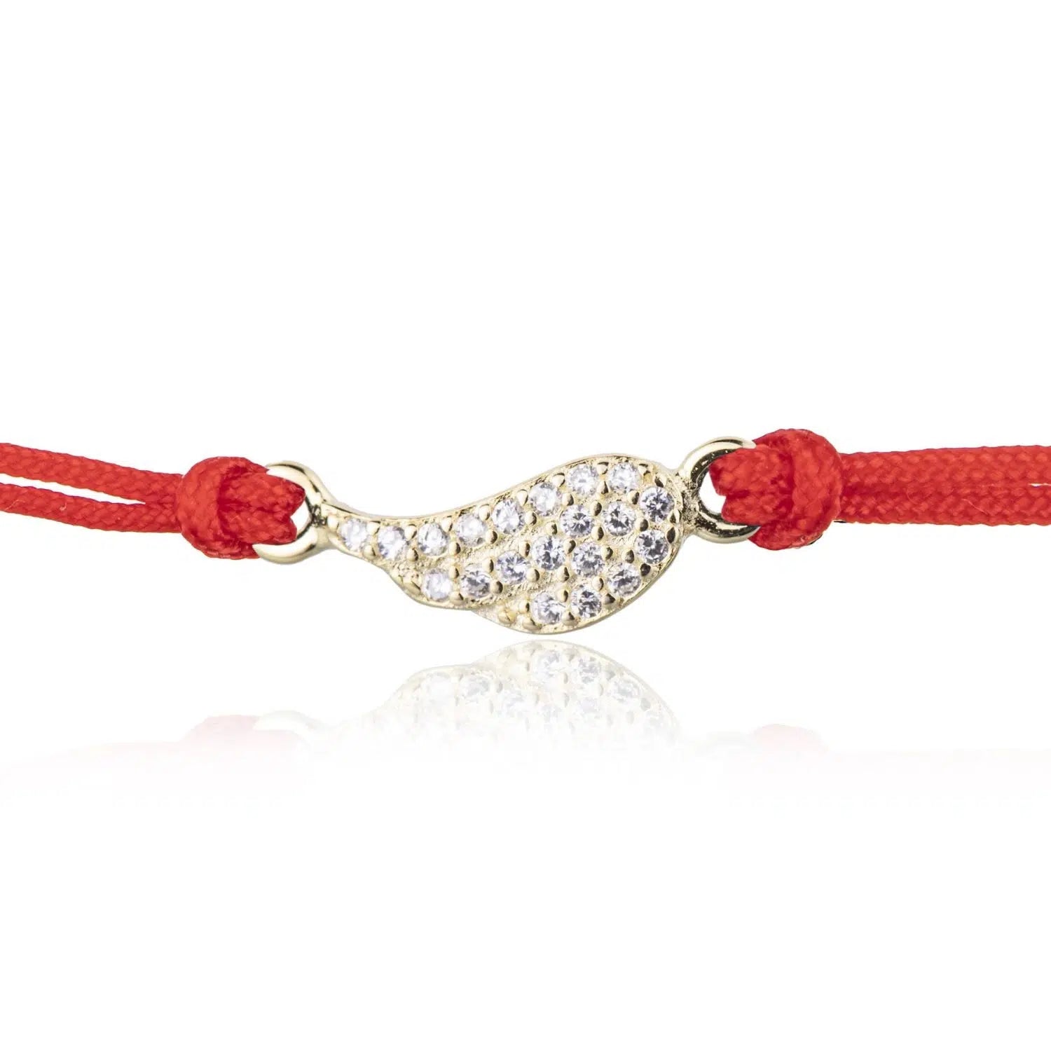 Pulsera de Plata Dorada con Cordón Ala y Strass Pequeño