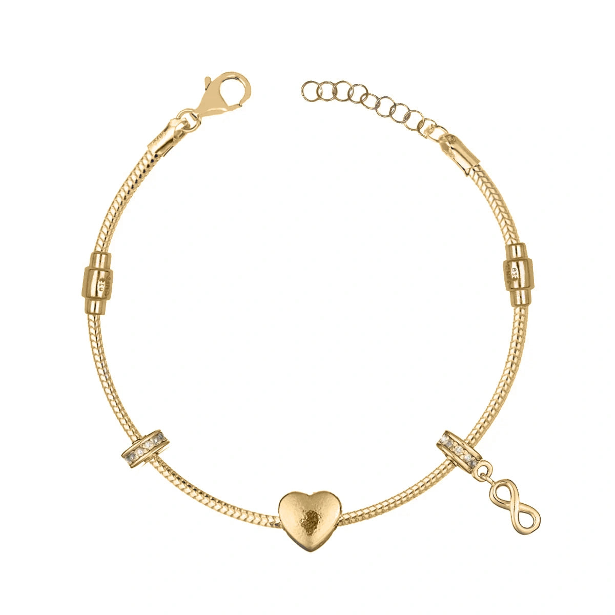 Bracelet Argent Charm Cœur et Infini