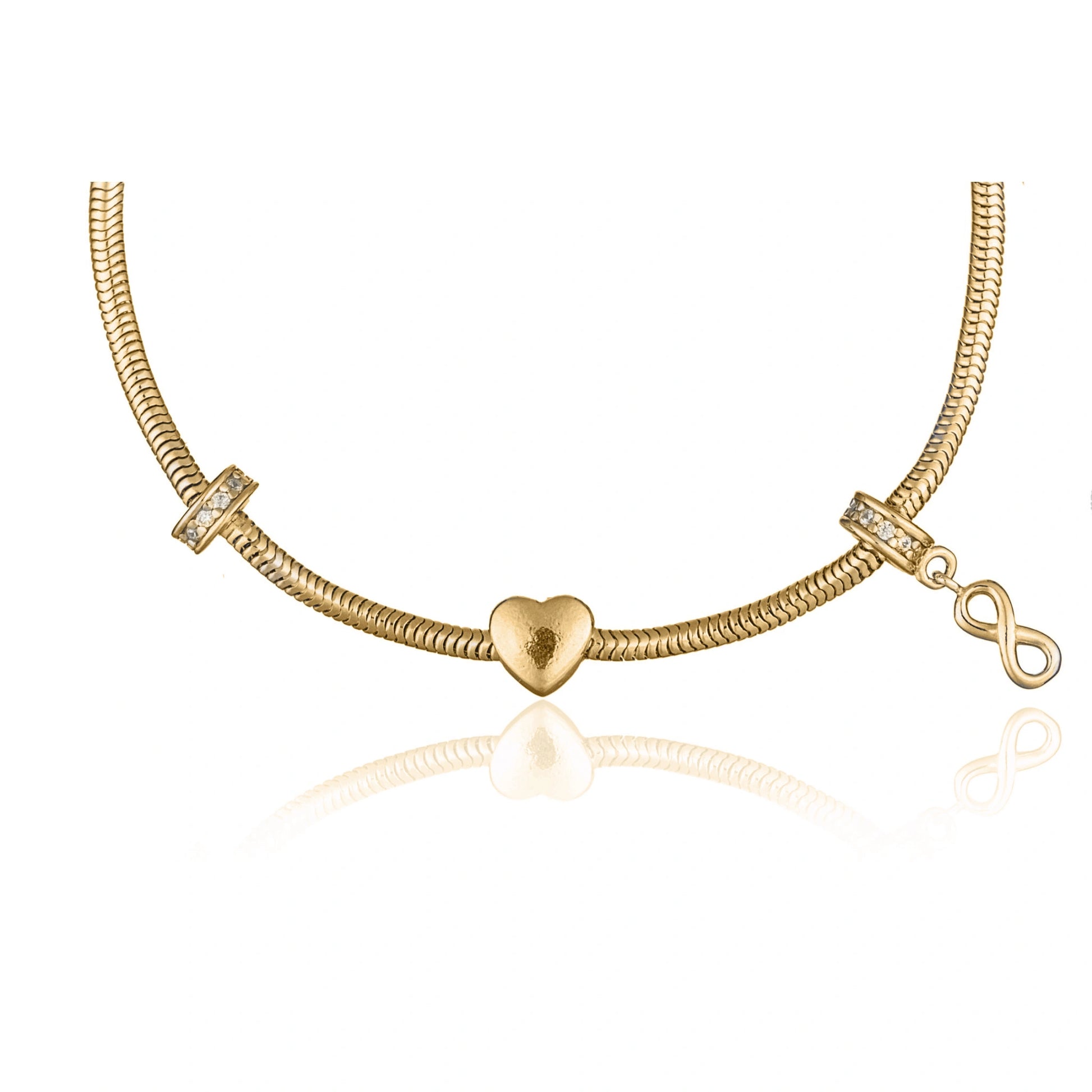 Bracelet Argent Charm Cœur et Infini