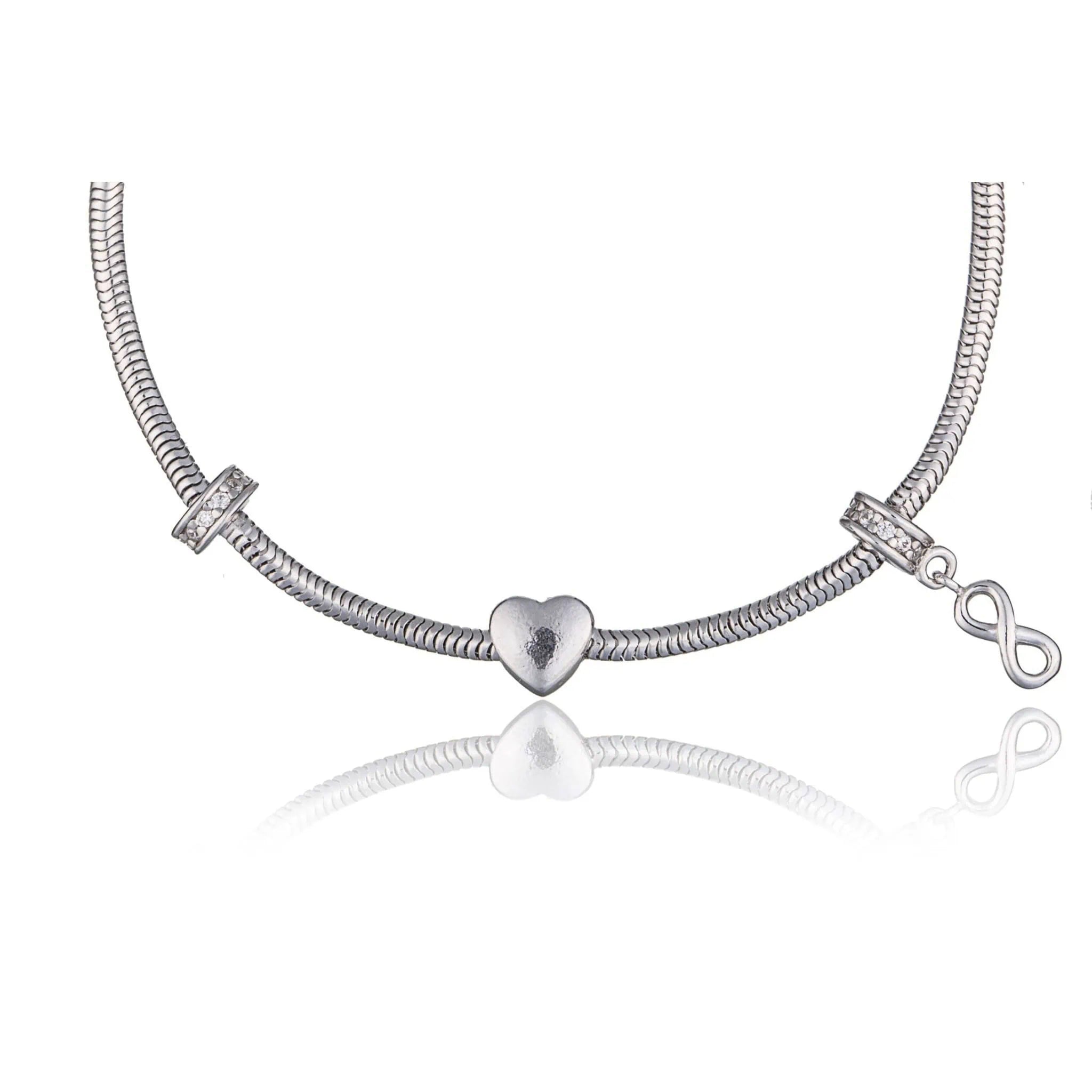 Bracciale Argento Charm Infinito Rodiato