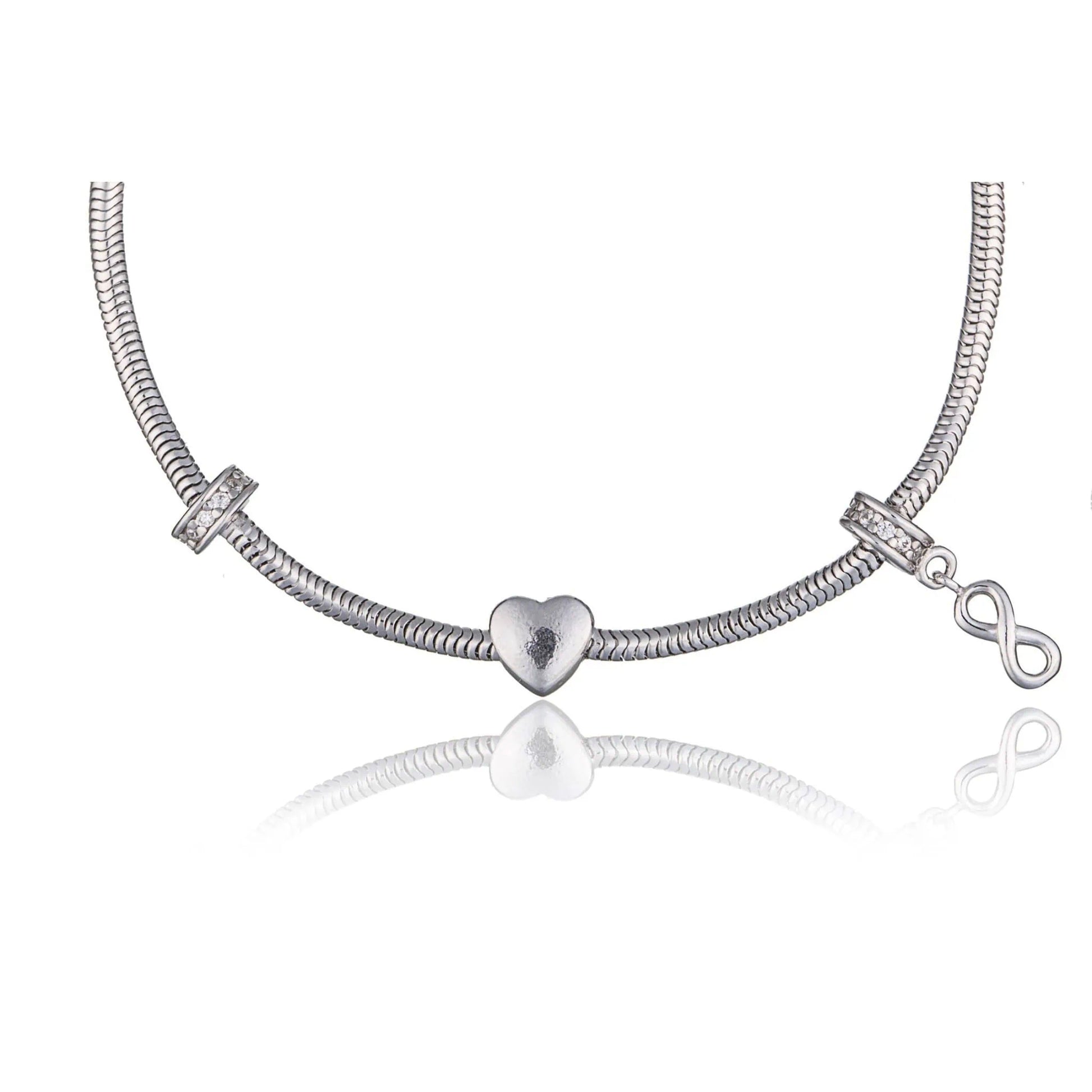 Bracelet Argent Charm Cœur et Infini