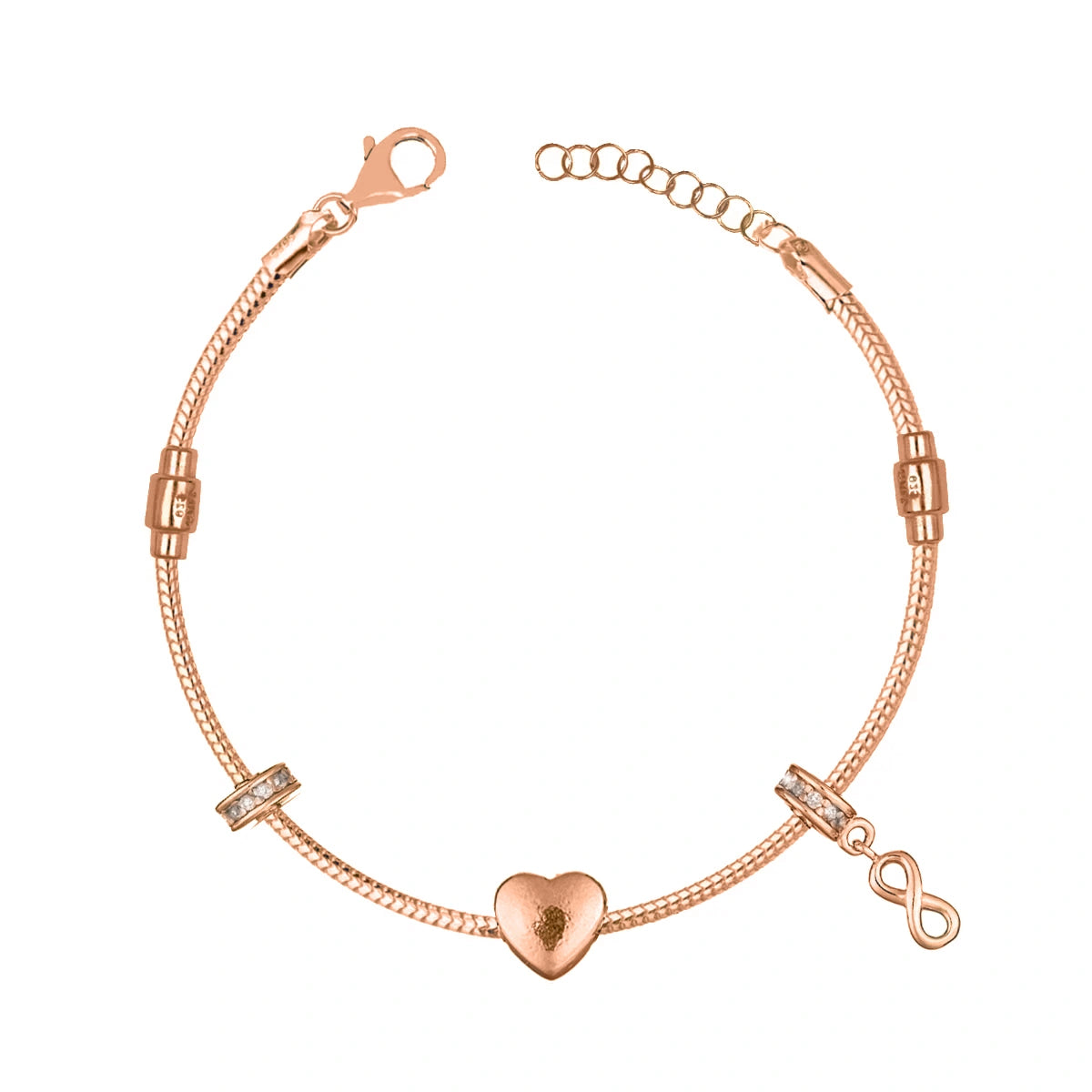 Bracelet Argent Charm Cœur et Infini