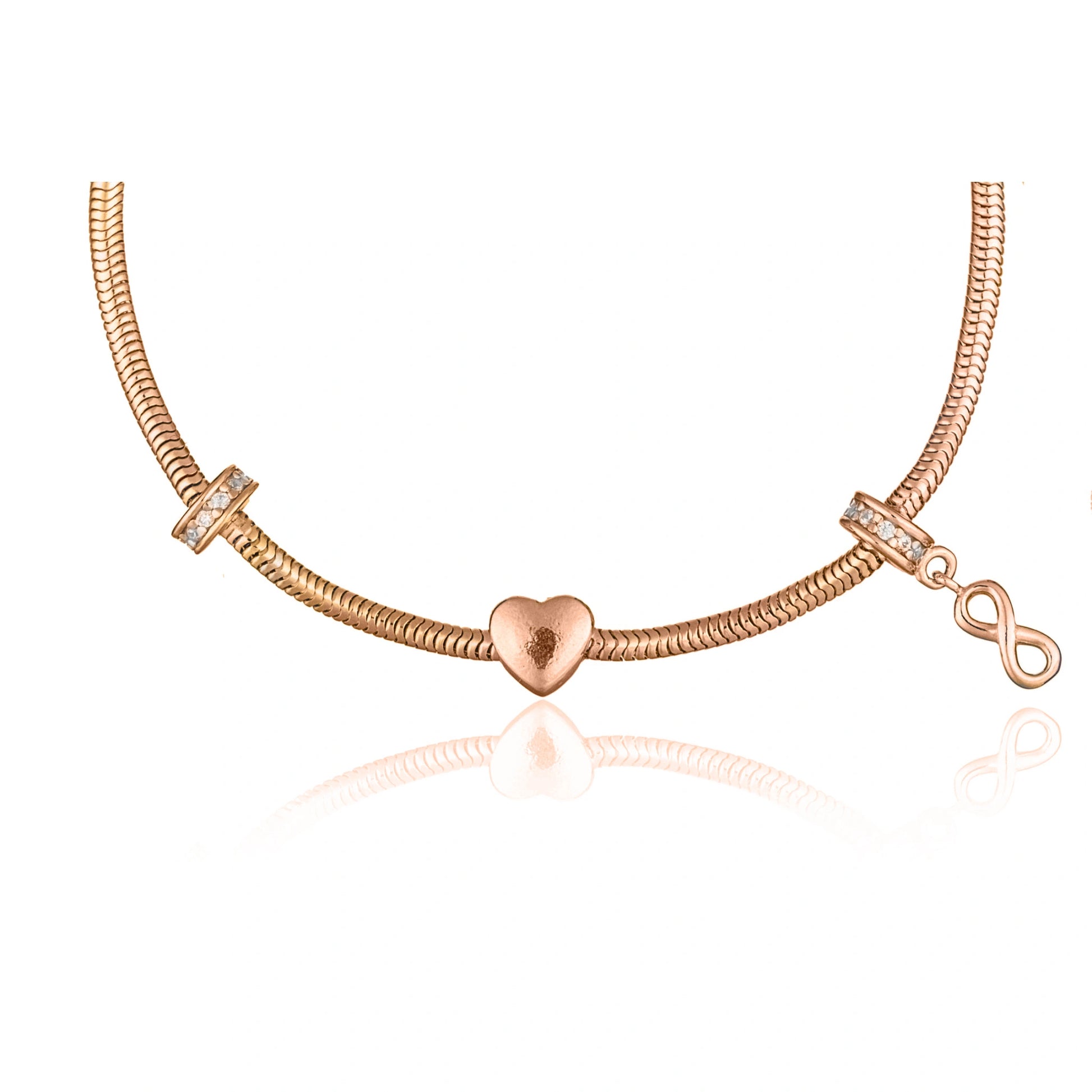 Bracelet Argent Charm Cœur et Infini