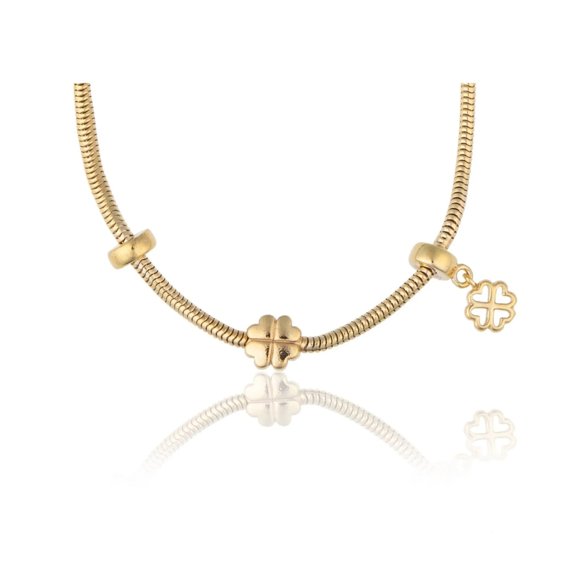 Bracelet Argent Charm Trèfle à Quatre Feuilles