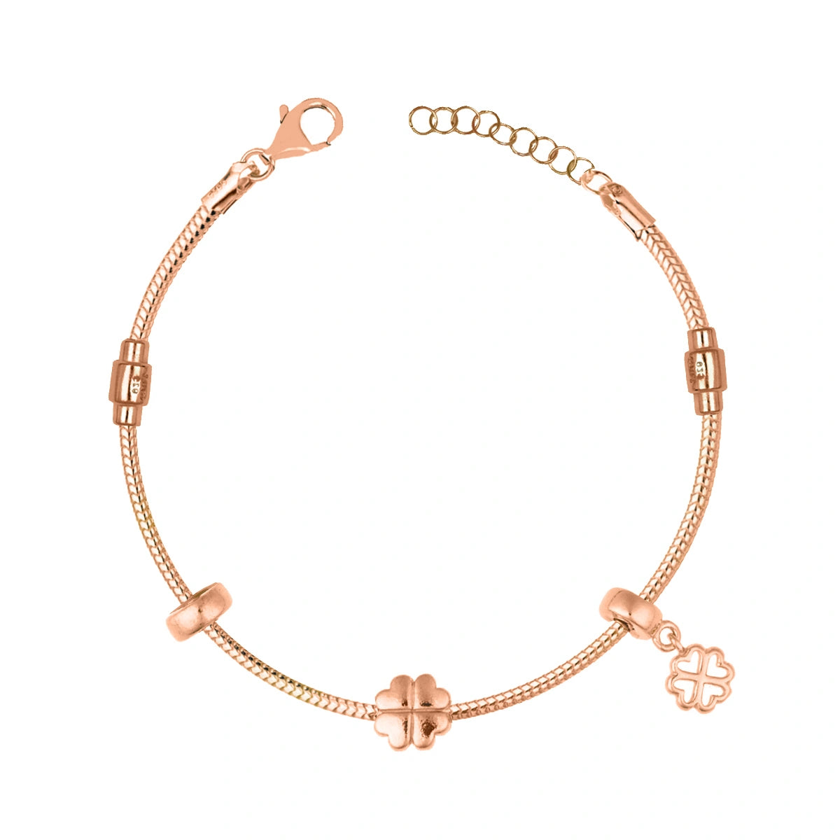 Bracelet Argent Charm Trèfle à Quatre Feuilles