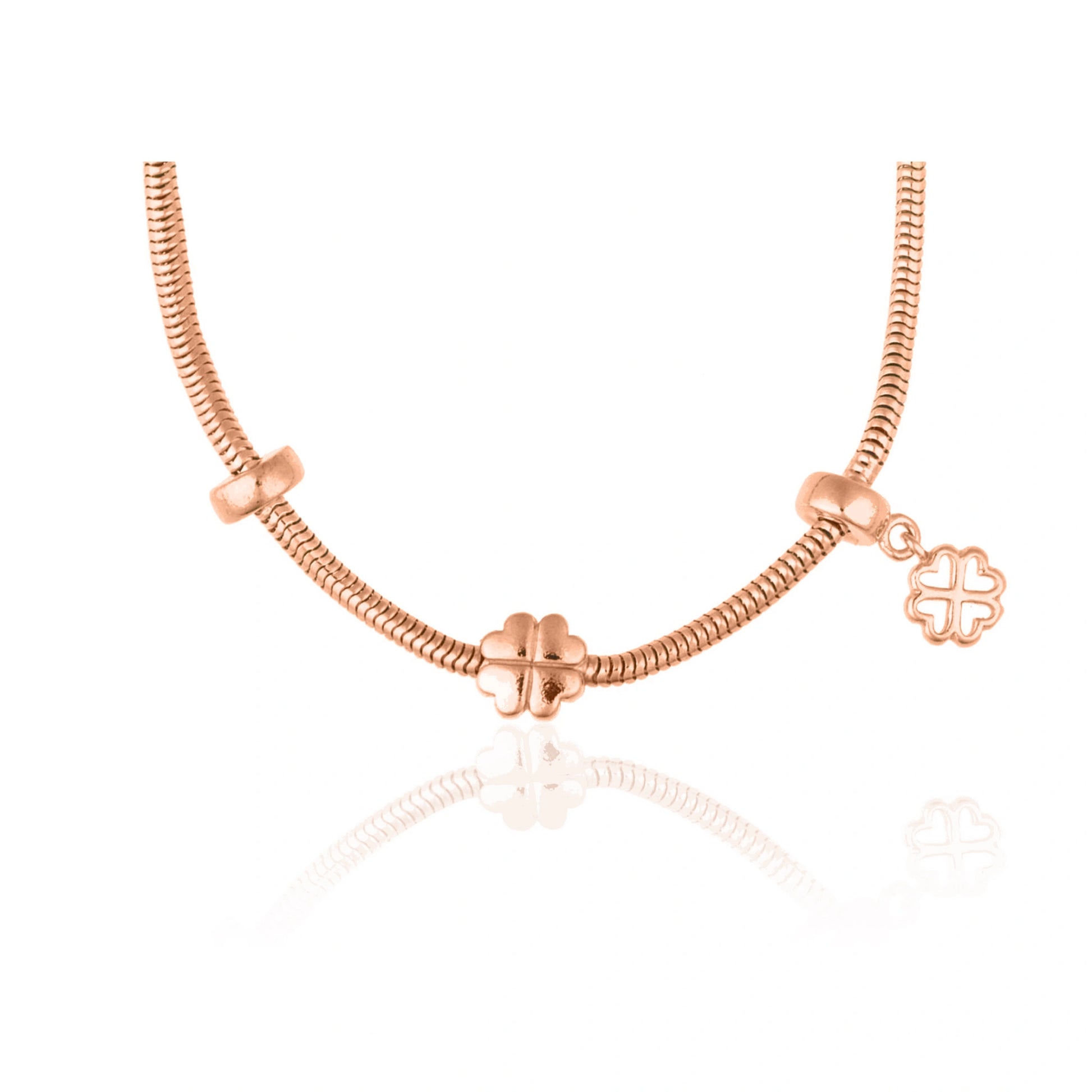 Bracelet Argent Charm Trèfle à Quatre Feuilles