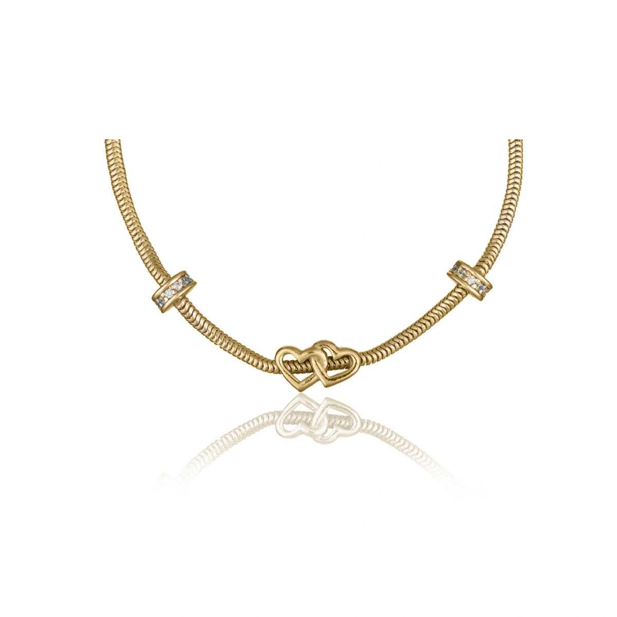 Bracciale Argento Charm Doppio Cuore