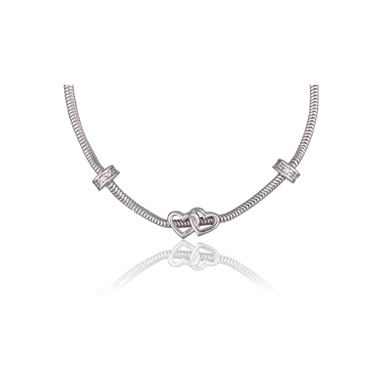 Bracciale Argento Charm Doppio Cuore