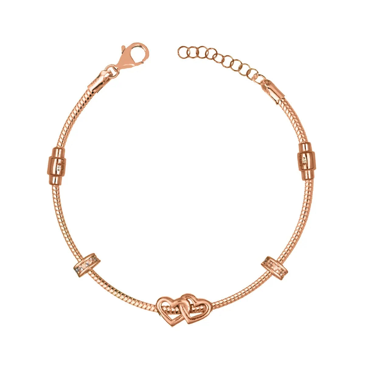 Bracciale Argento Charm Doppio Cuore