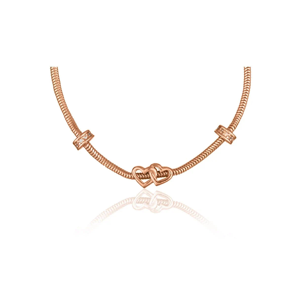 Bracciale Argento Charm Doppio Cuore