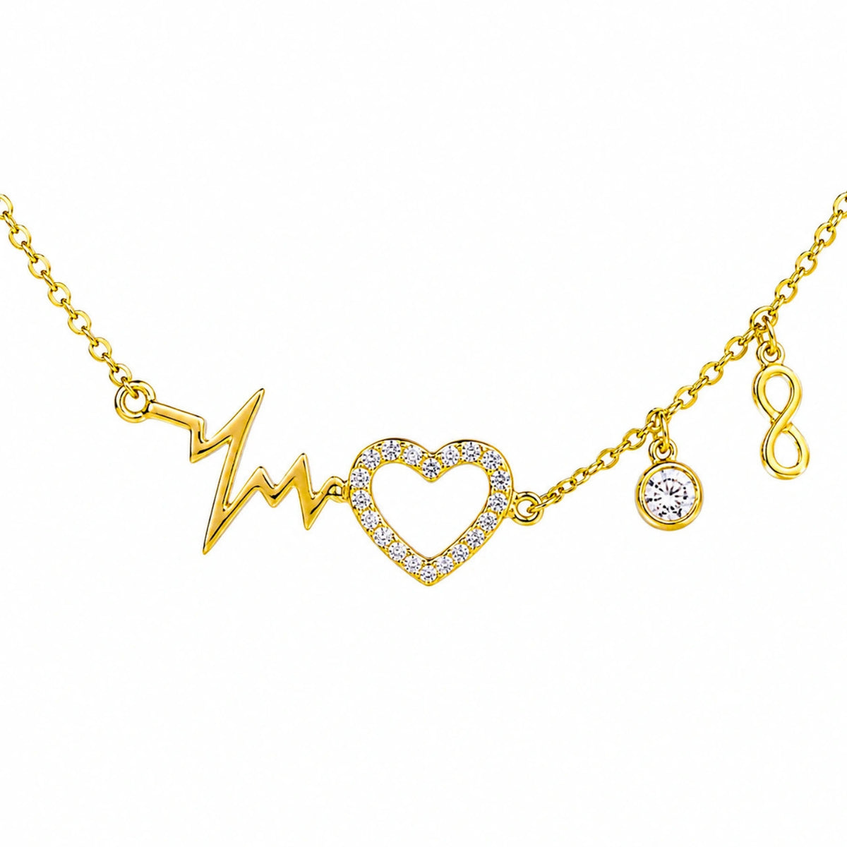 Goldfarbenes Silberarmband mit Herzschlag