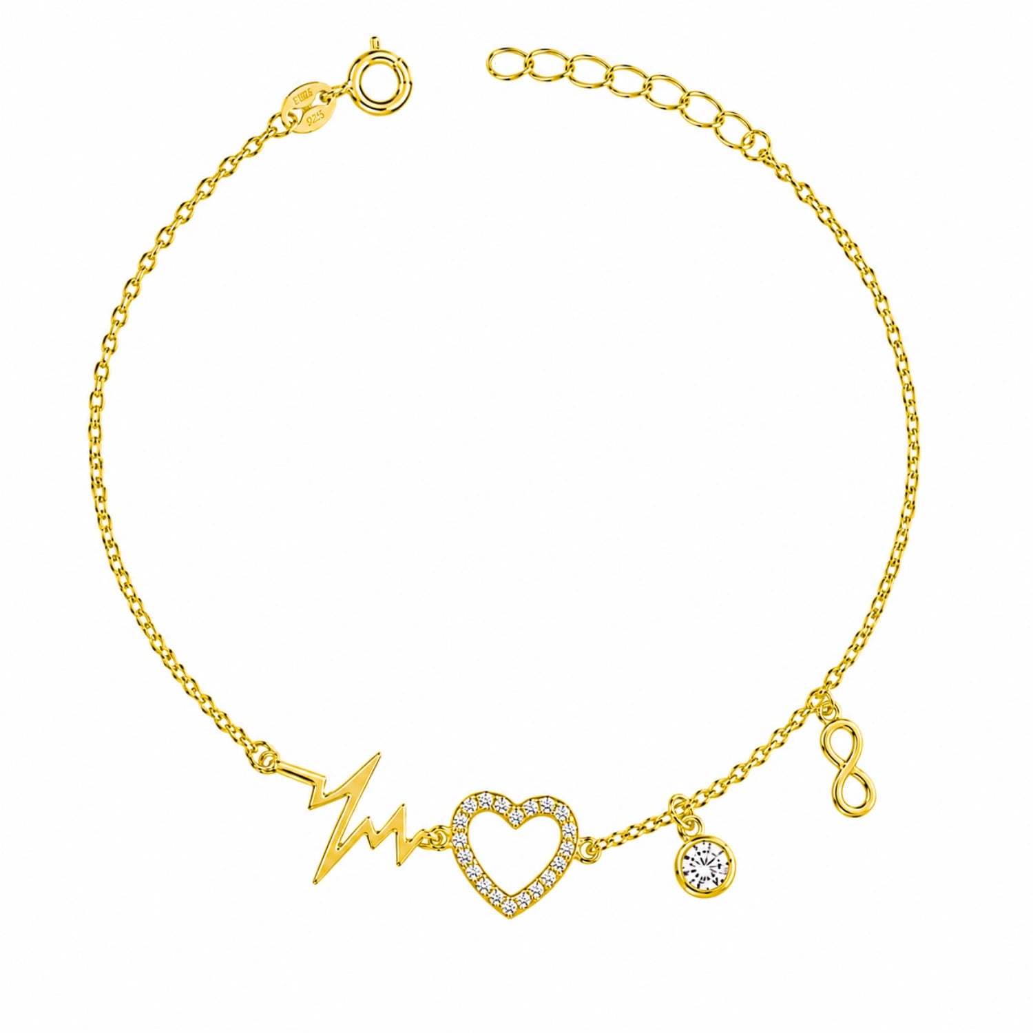 Goldfarbenes Silberarmband mit Herzschlag