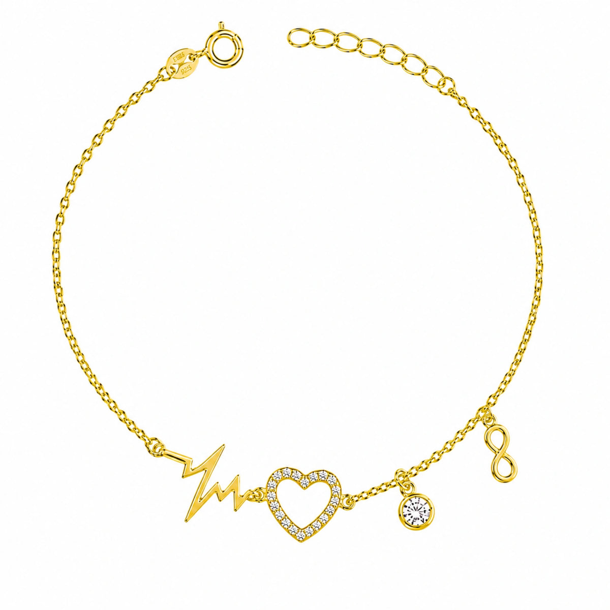 Goldfarbenes Silberarmband mit Herzschlag