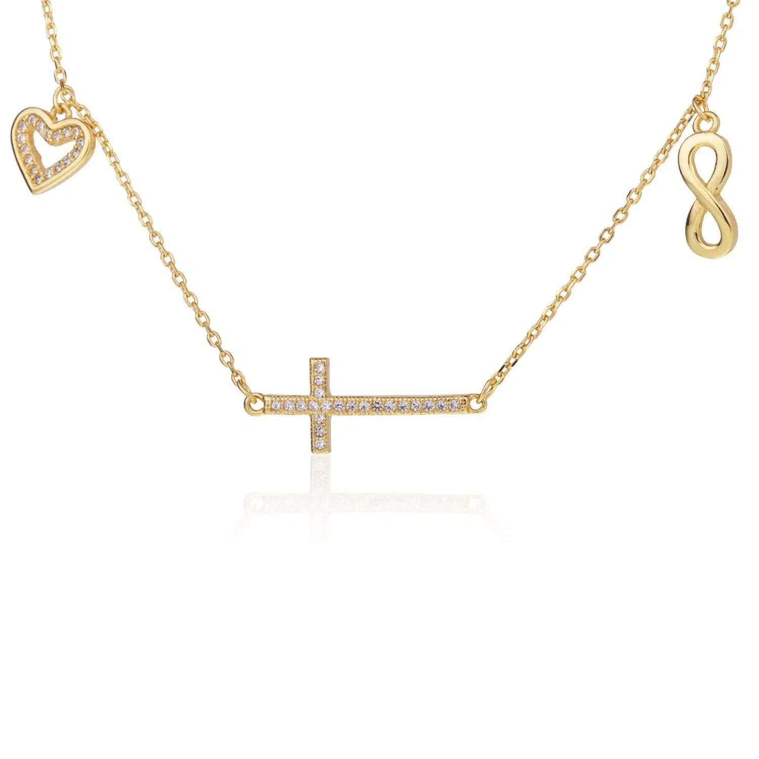 Silver Bracelet Golden Infinity Cross