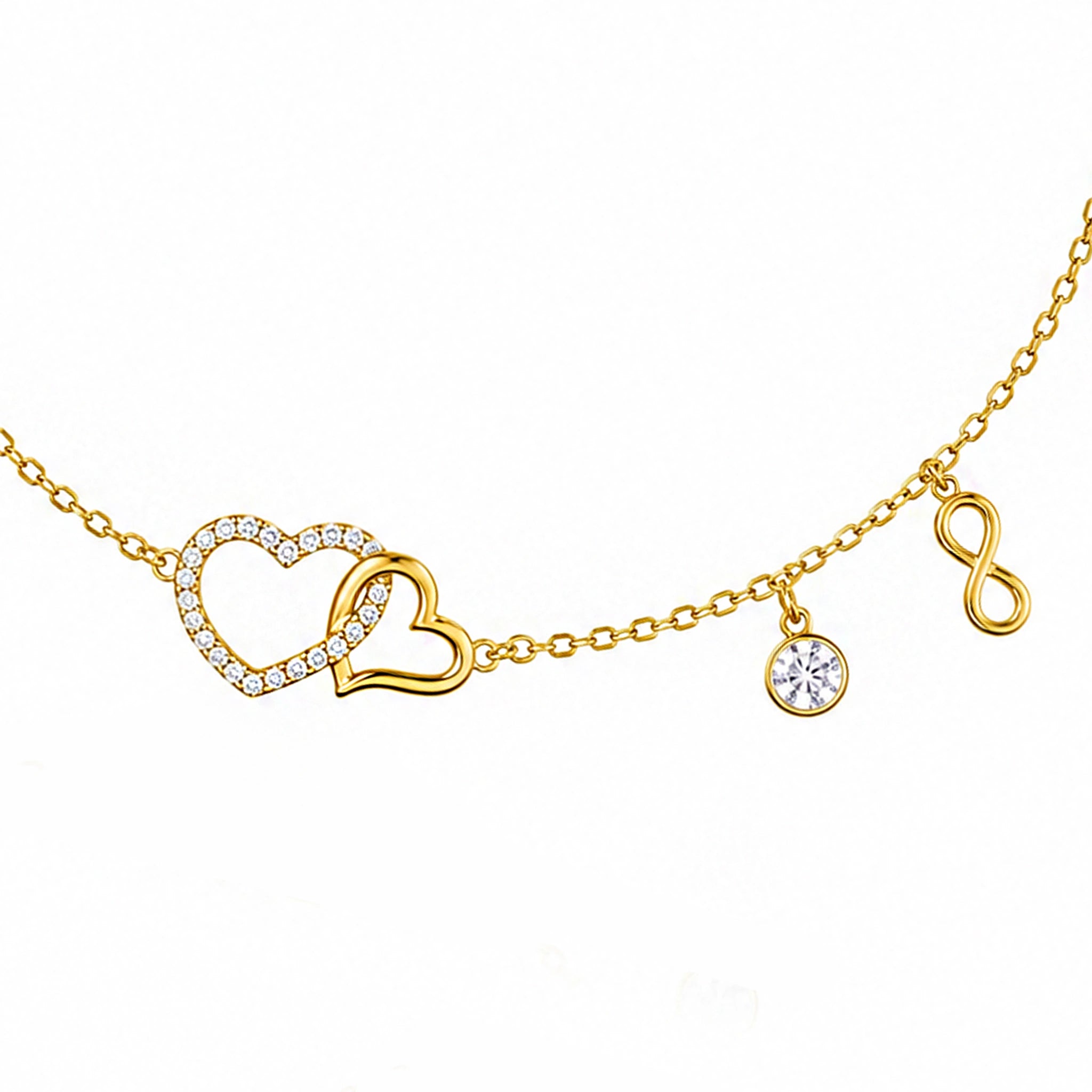 Silver Bracelet Hearts Rhinestone Infinity