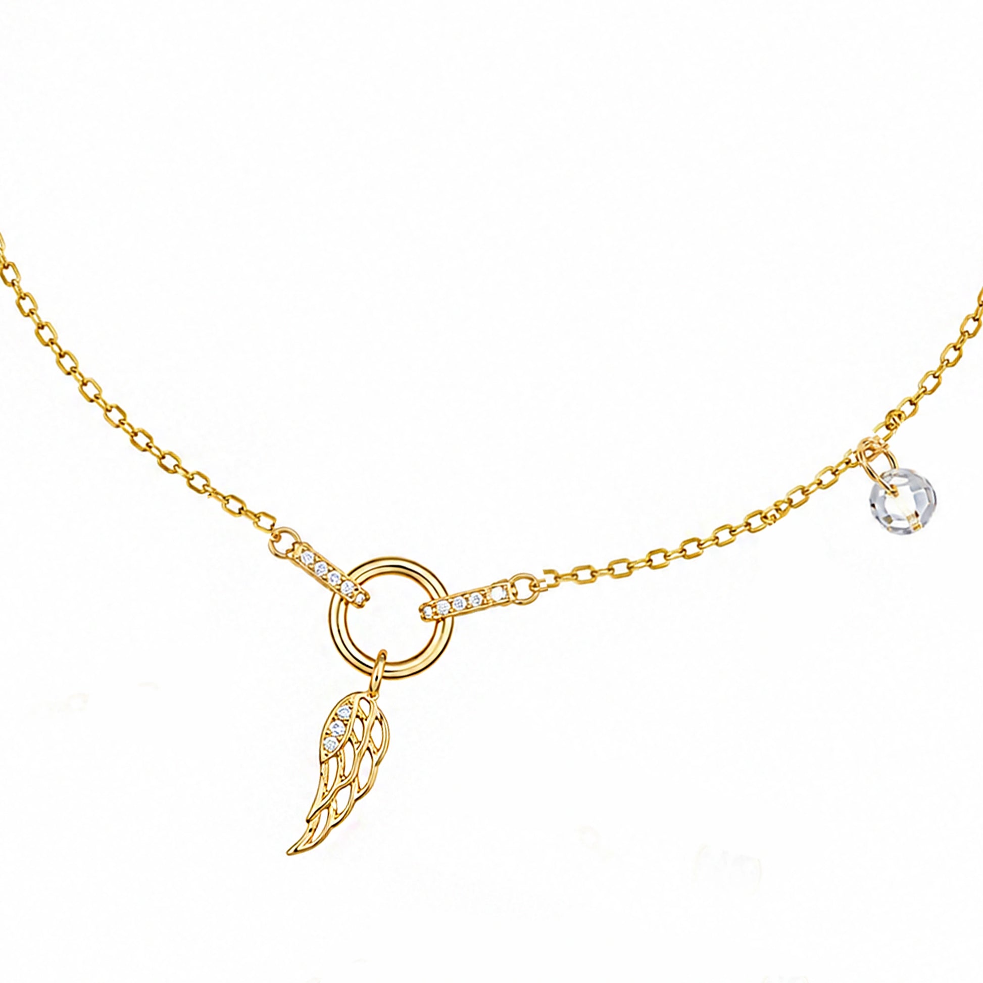 Bracelet en argent avec aile et point de lumière
