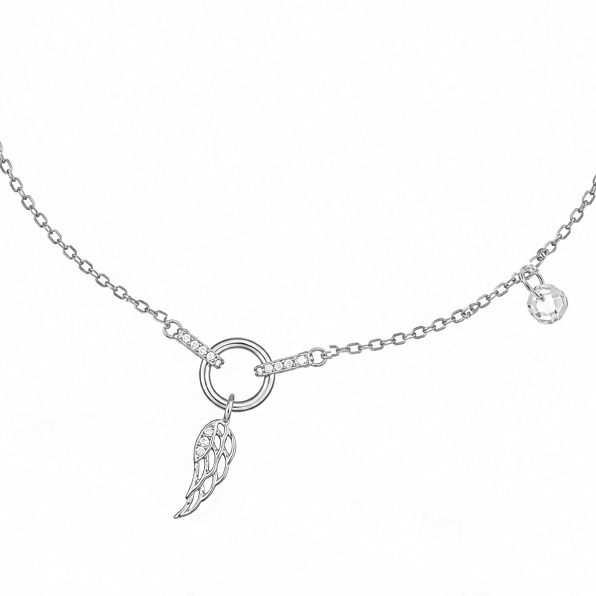 Bracelet en argent avec aile et point de lumière