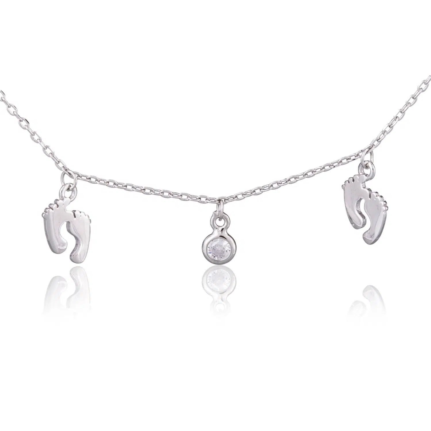 Pulsera de Plata Rodinada Patitas y Punto de Luz