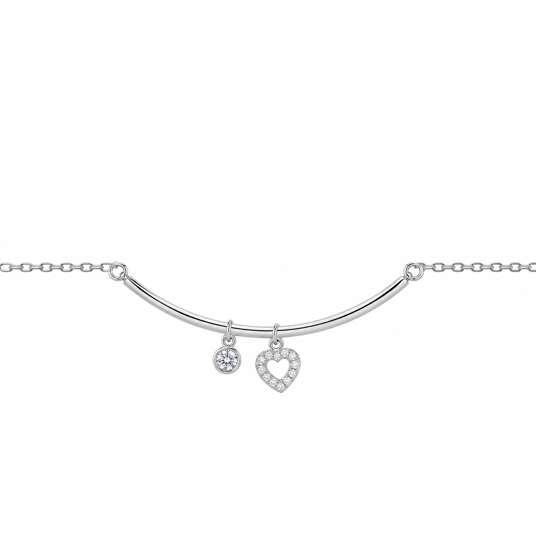 Bracciale in Argento Barretta con Cuore Brillante