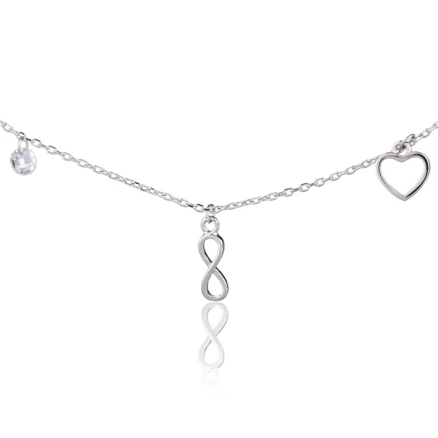 Pulsera de Plata Infinito y Corazón