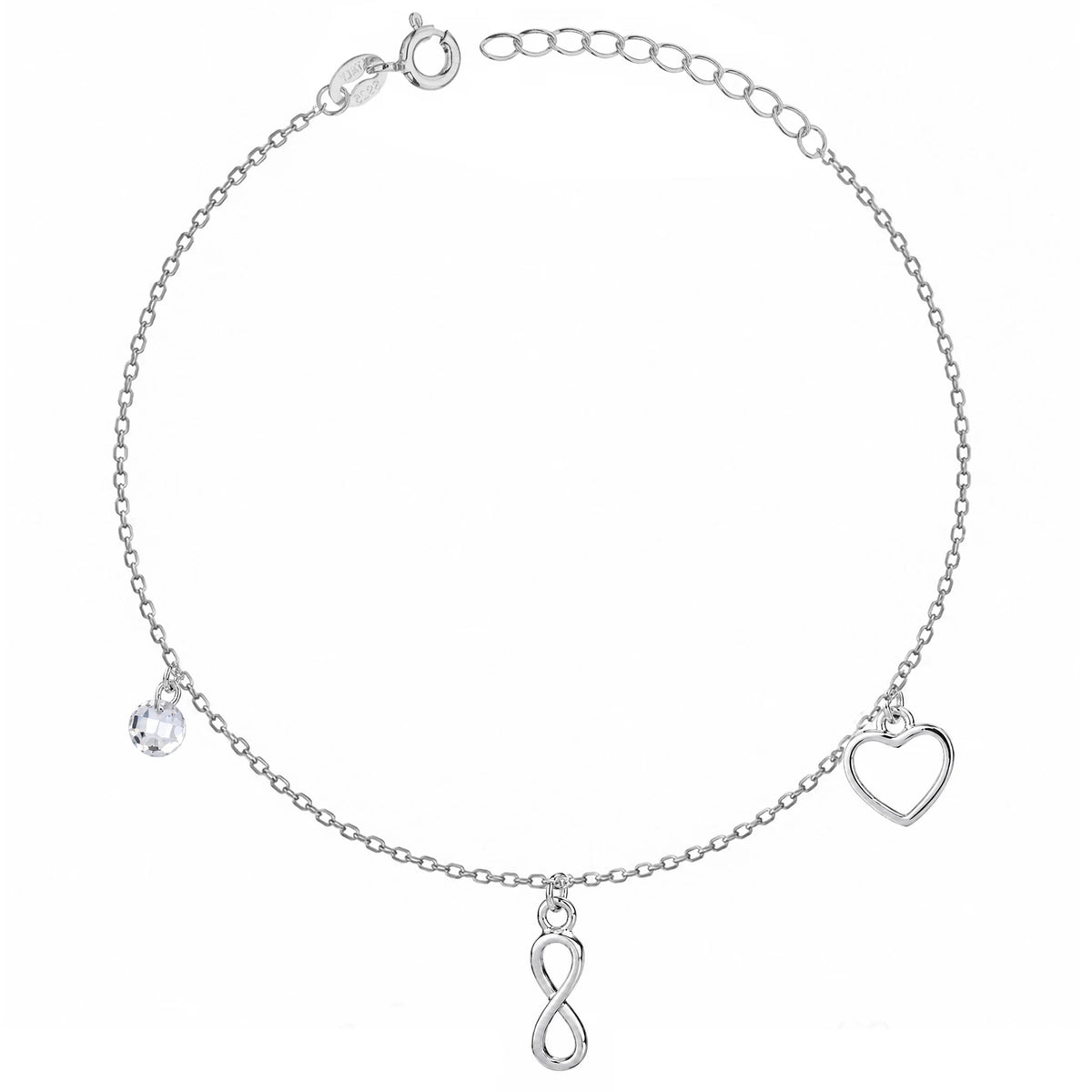 Pulsera de plata infinito y corazón