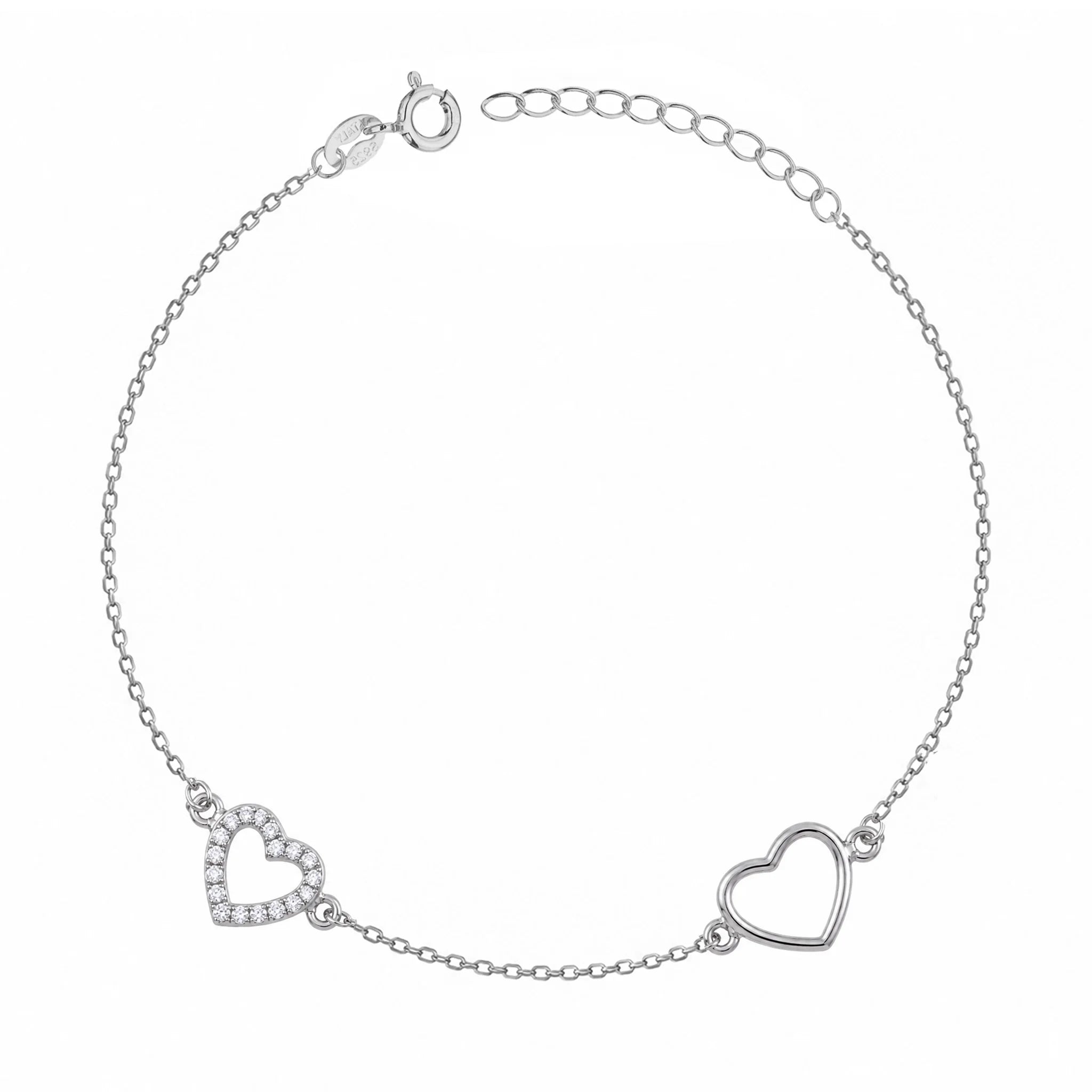 Bracciale in Argento Cuori Brillanti