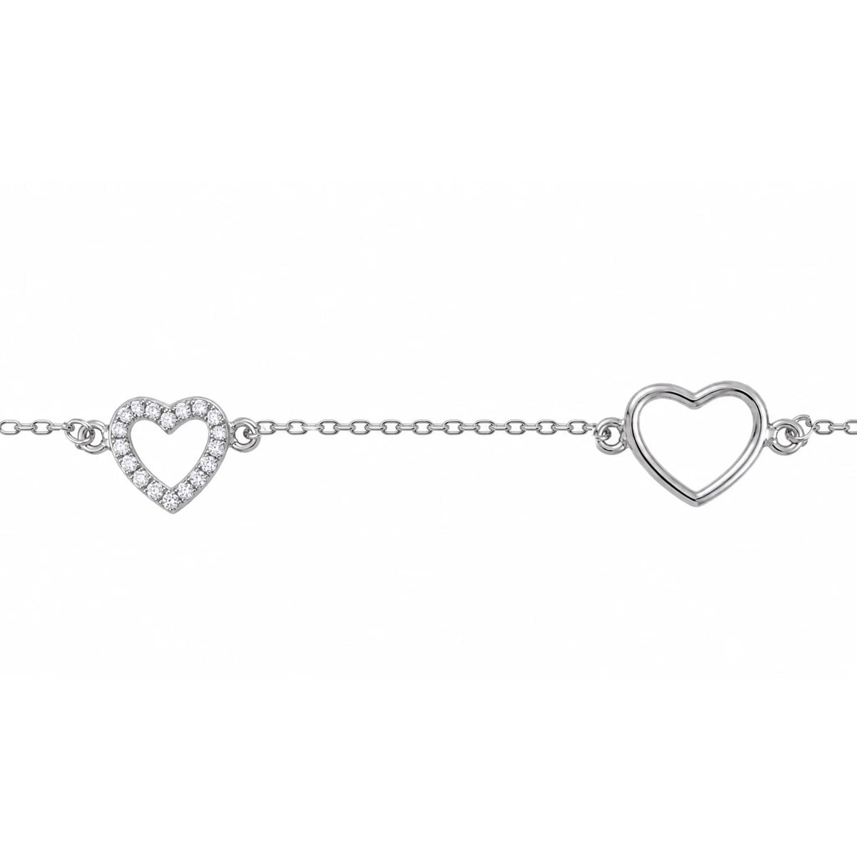 Silver Bracelet with Shining Hearts