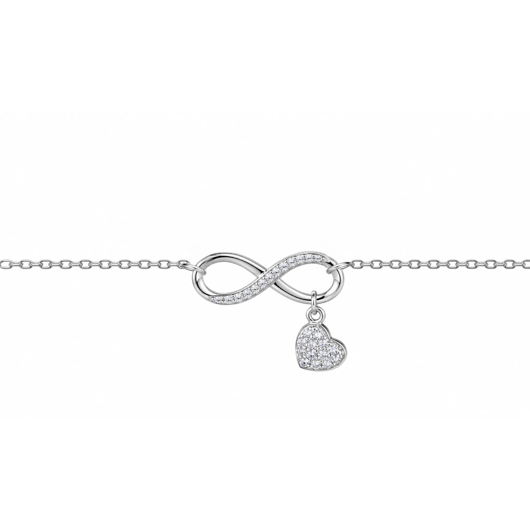 Bracciale in Argento Infinito e Cuore con Zirconi