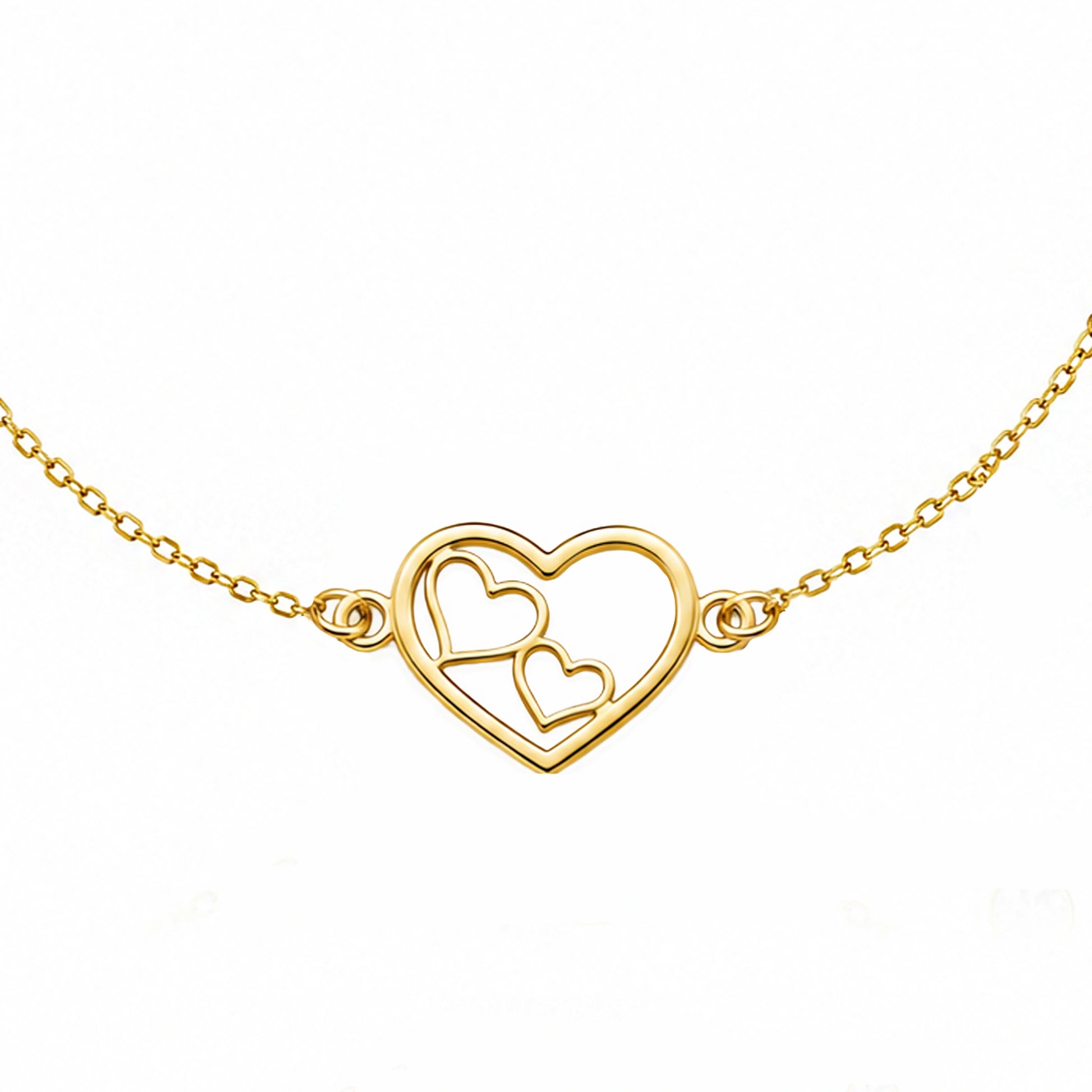 Bracelet Argent Trois Cœurs Dorés