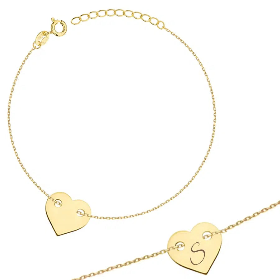 Damenarmband aus goldfarbenem Silber mit durchlaufendem Herz