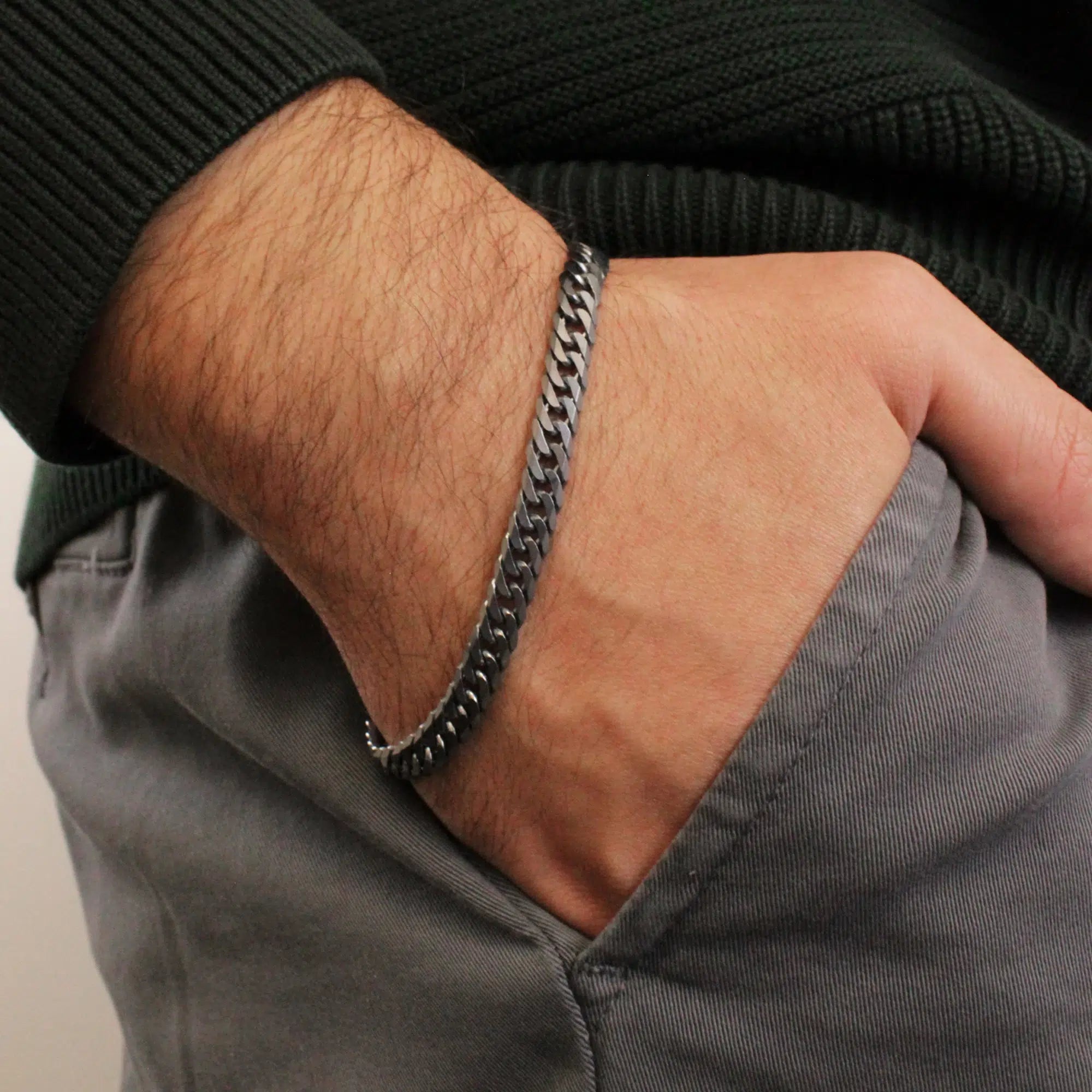 Doppeltes Grumetta-Armband in Ruthenium