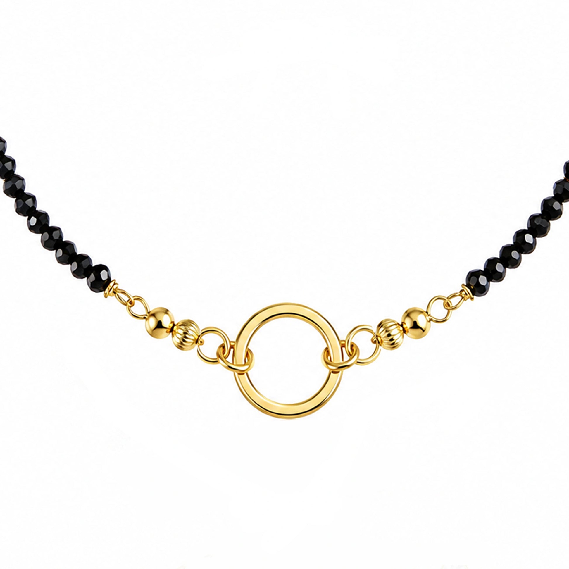 Pulsera con circonitas, esferas diamantadas y círculo