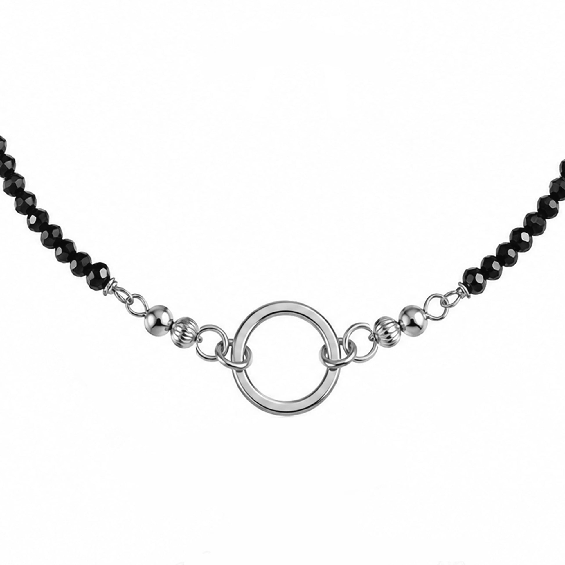 Pulsera con circonitas, esferas diamantadas y círculo