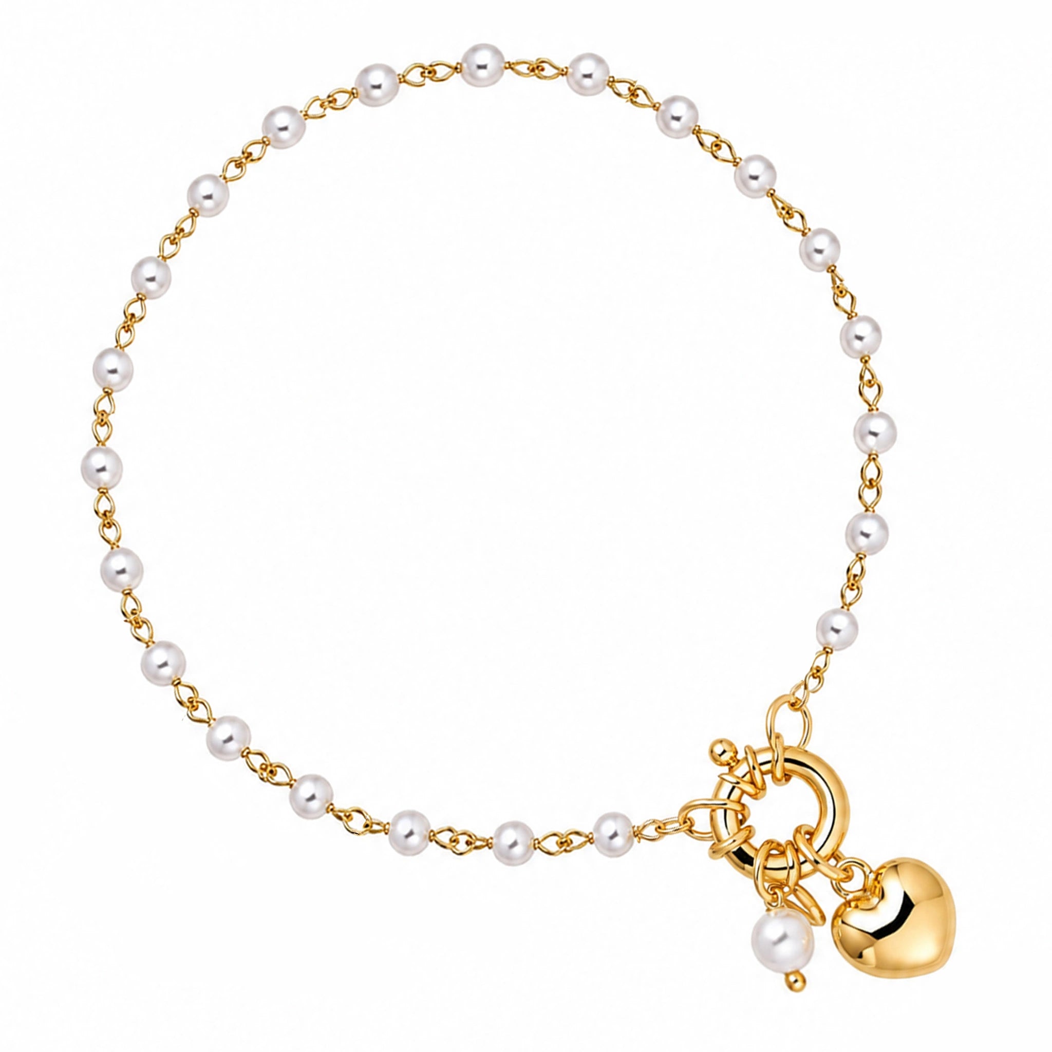 Bracelet avec Perles et Cœur Bombé