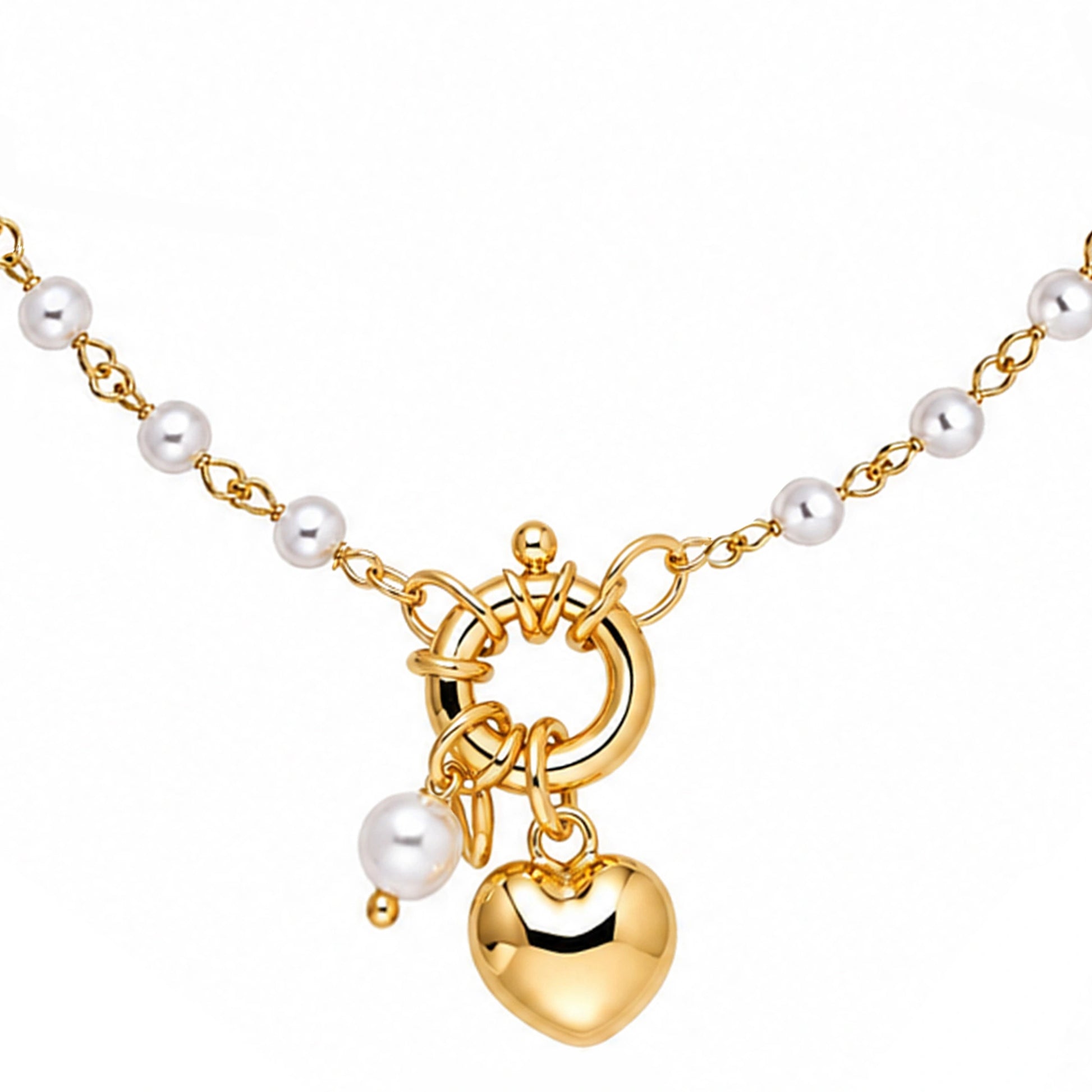 Bracciale con Perline e Cuore Bombato