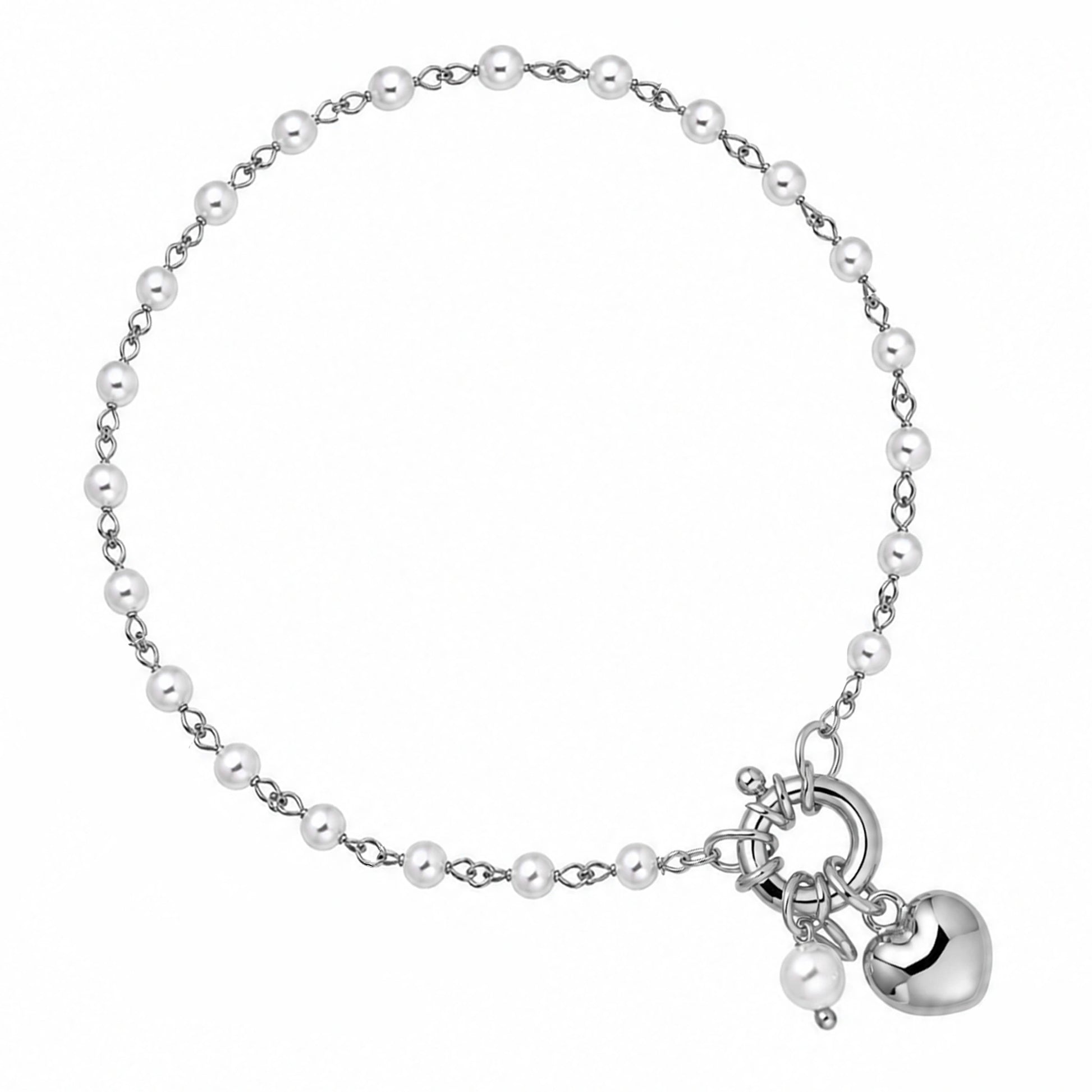 Bracciale con Perline e Cuore Bombato