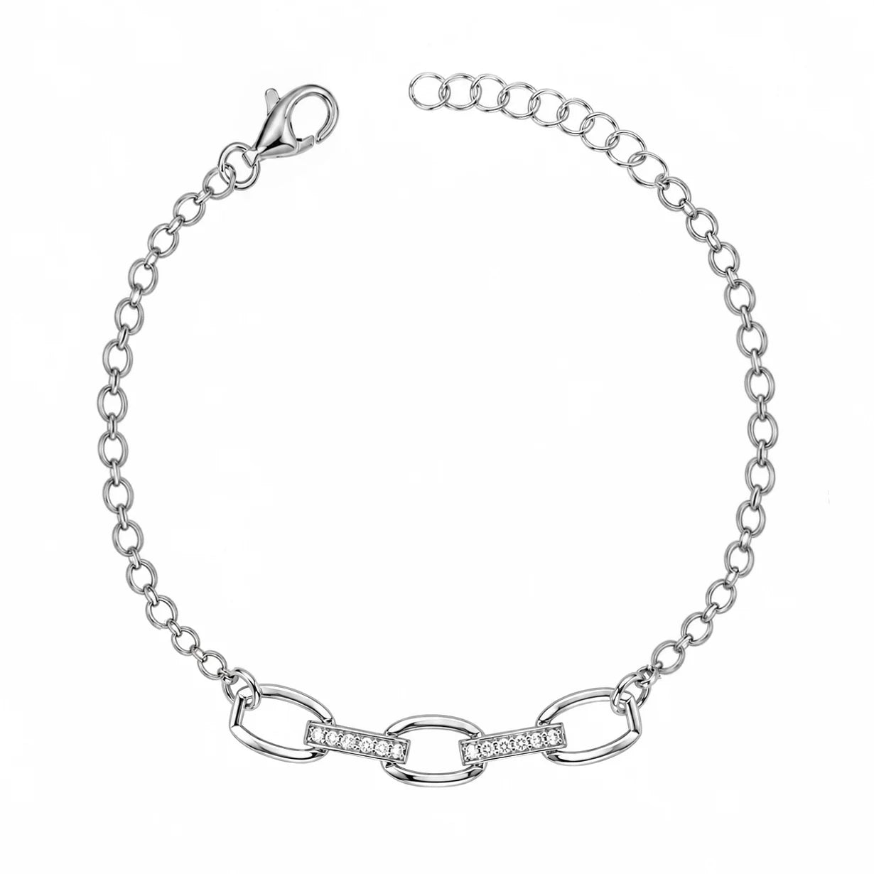 Pulsera con eslabones y circonitas blancas