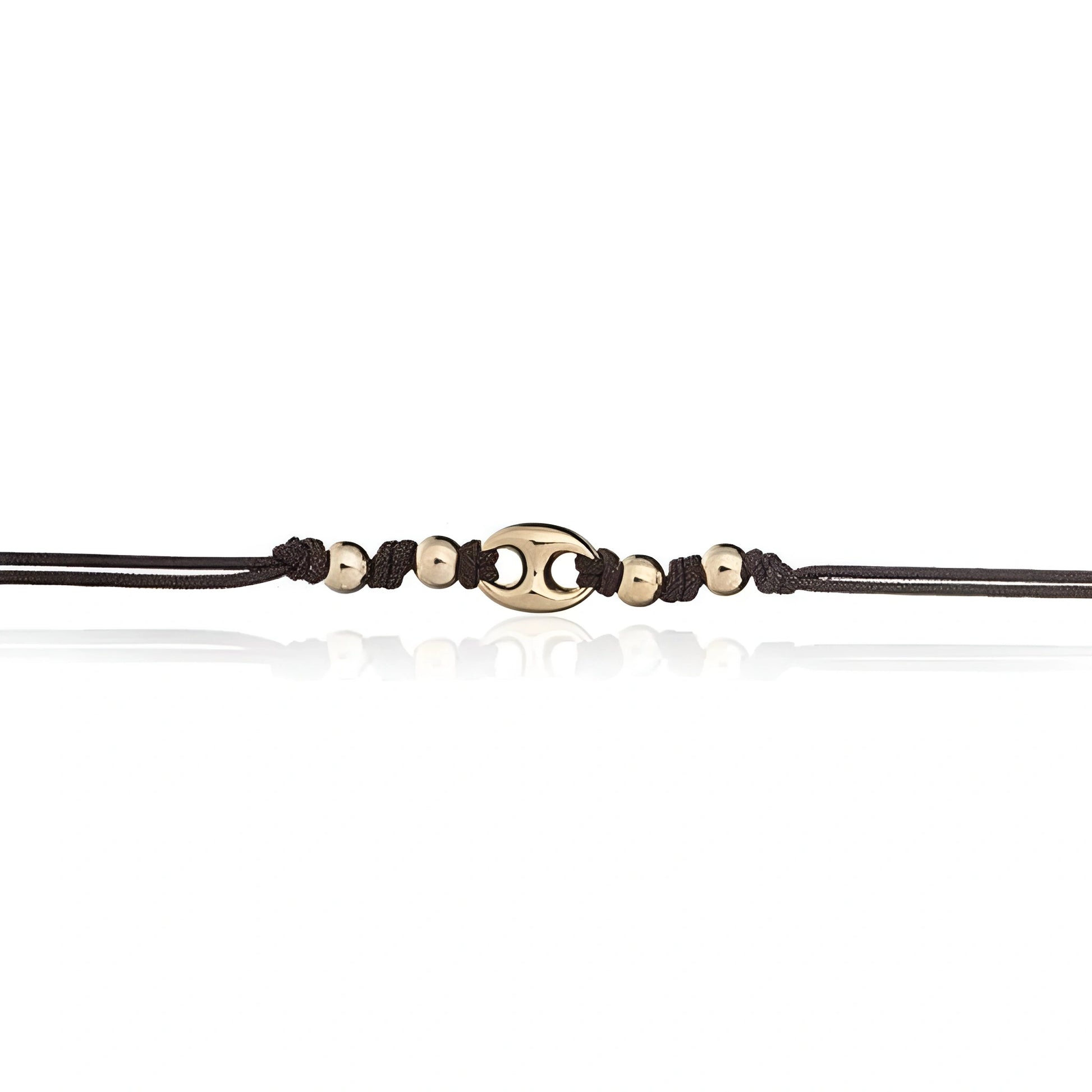 Pulsera Marina Plata Dorada Cordón y Esferas