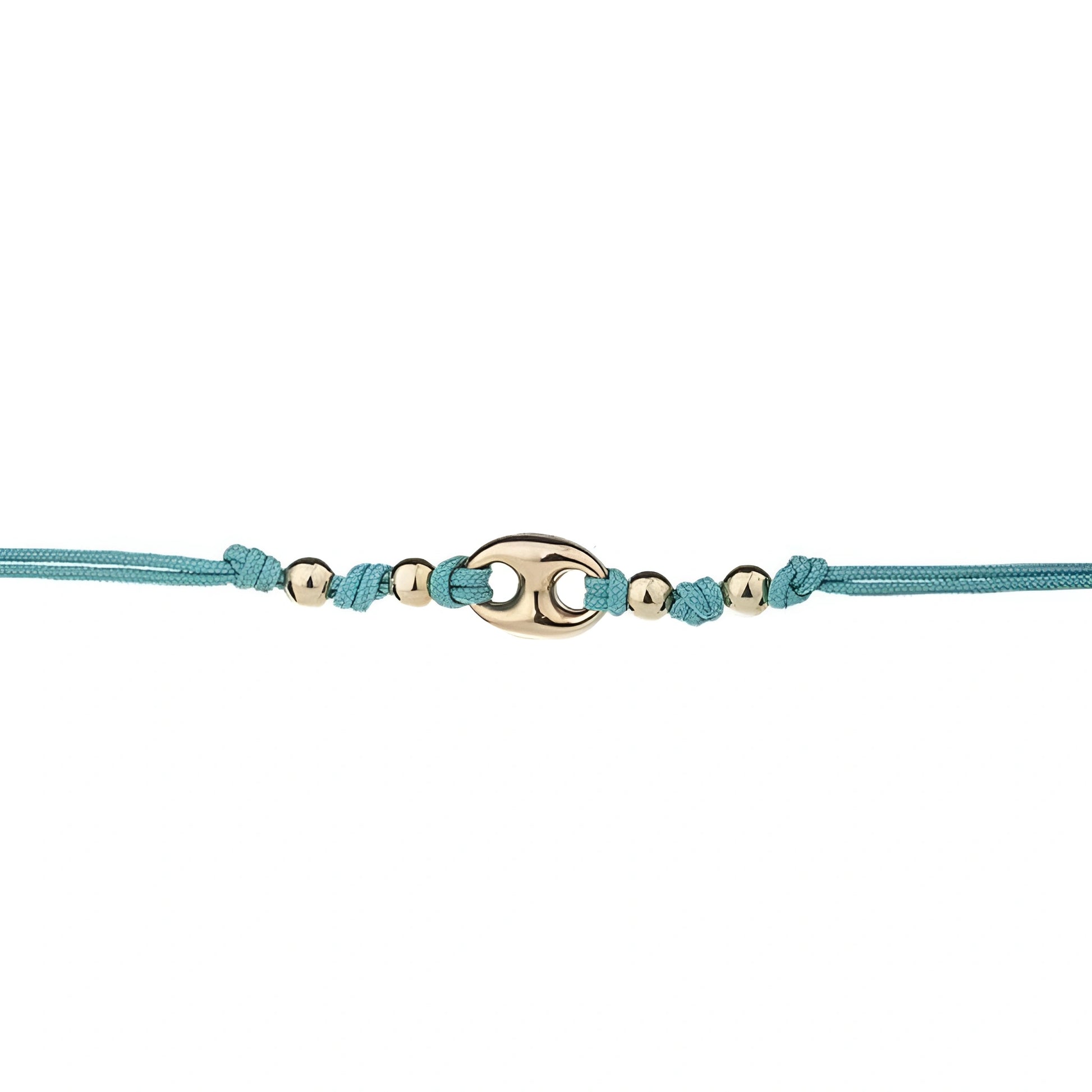 Pulsera Marina Plata Dorada Cordón y Esferas
