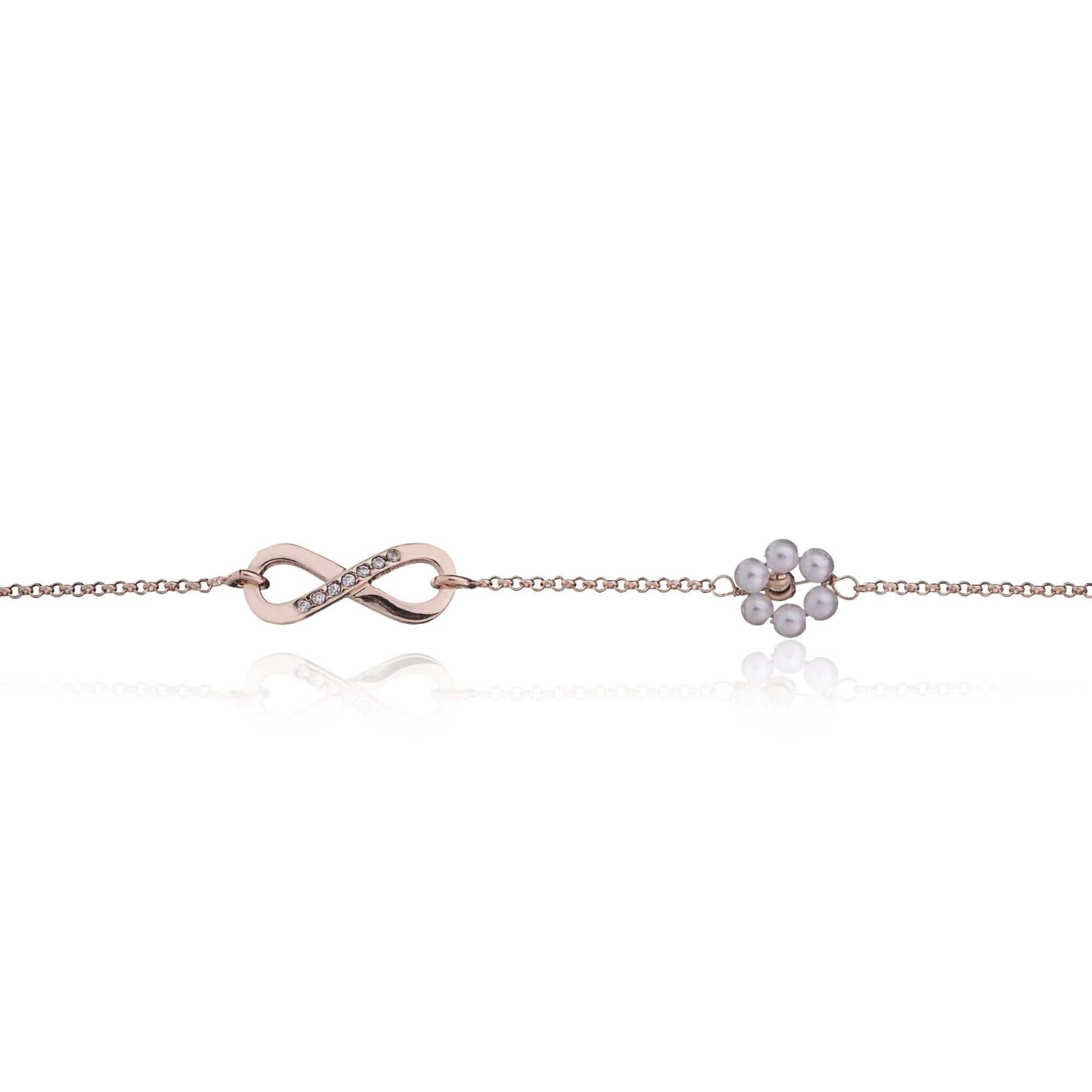 Pulsera Rosé Flor Rosa e Infinito