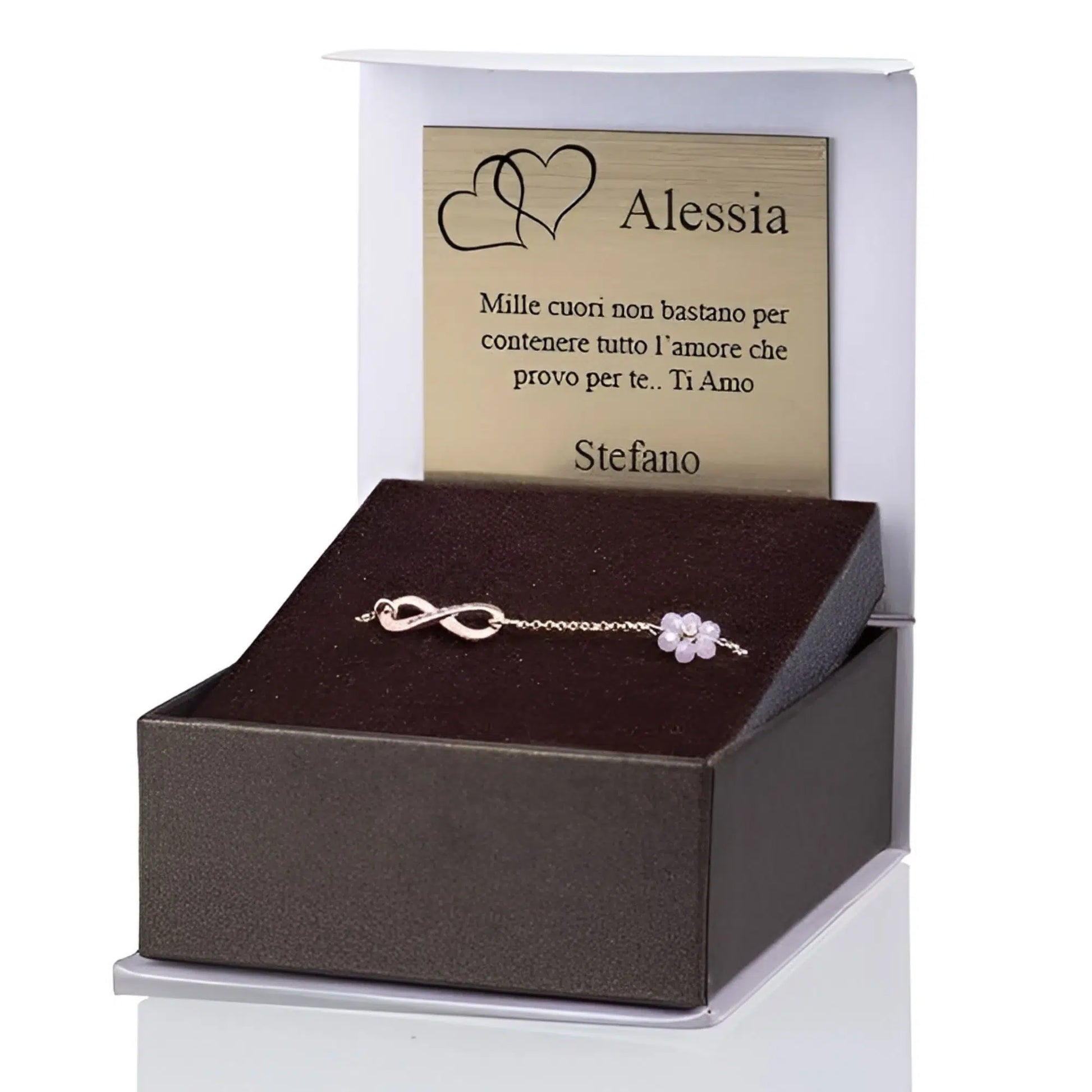 Bracciale Rosè Fiore Rosa e Infinito