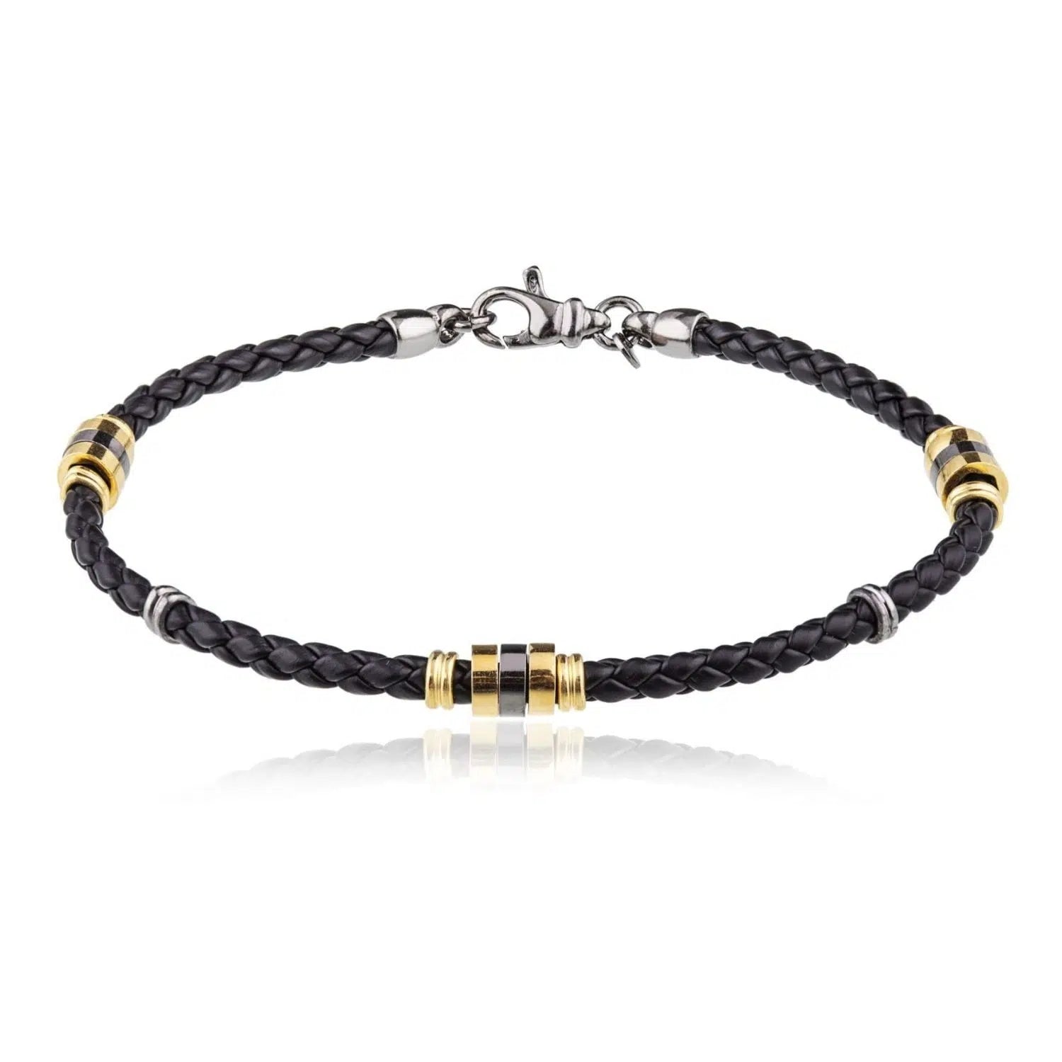 Geflochtenes Armband mit goldfarbenen Rondellen
