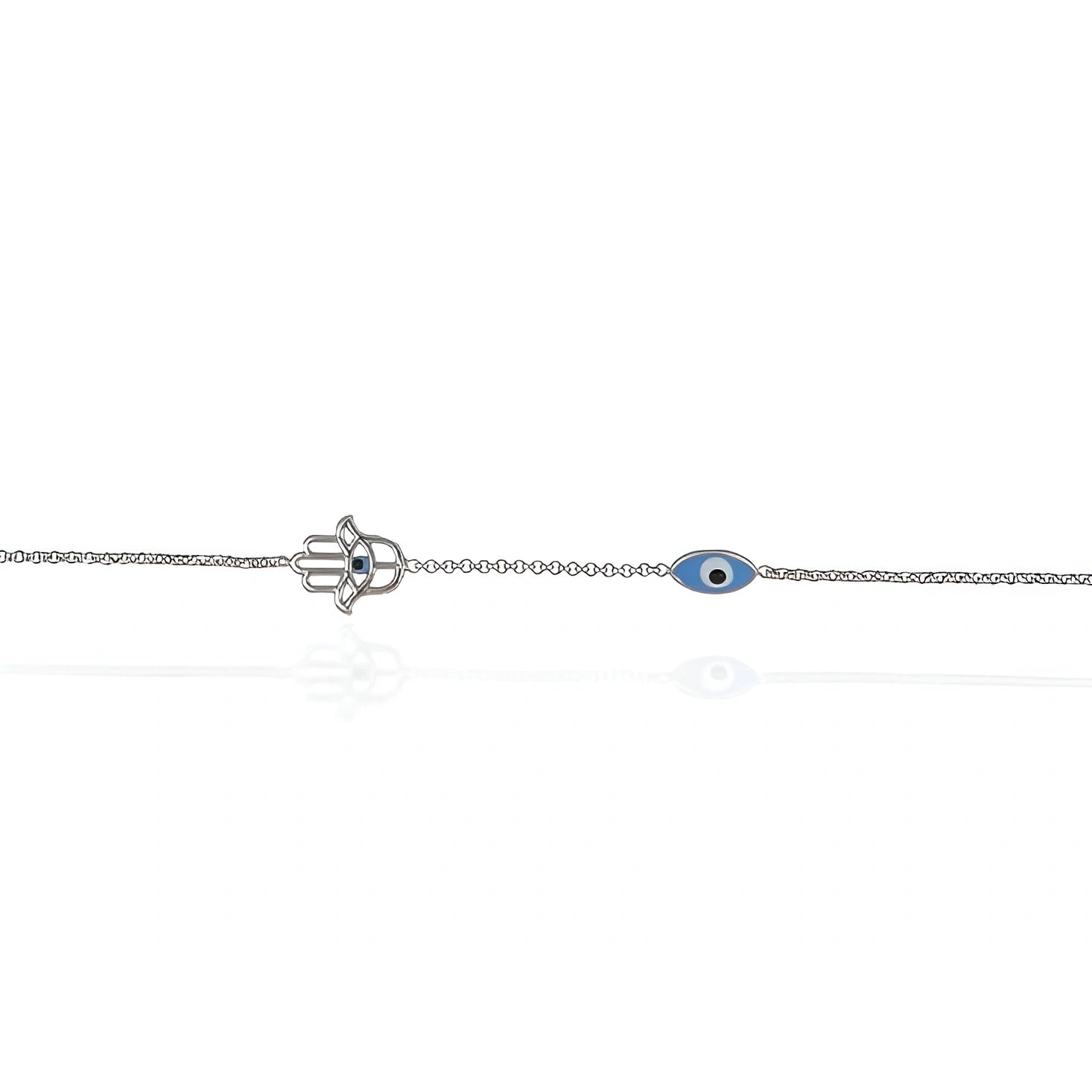 Pulsera con Mano de Fátima y Ojo Esmaltado