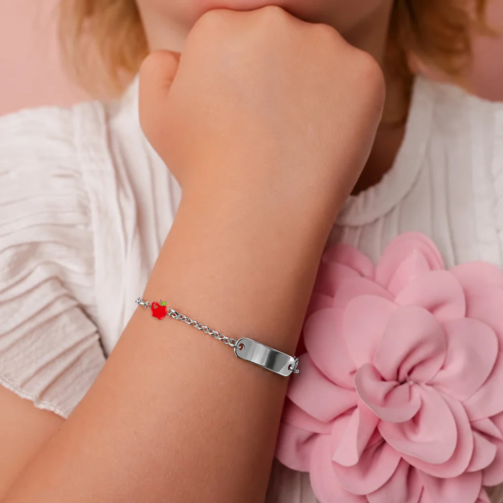 Bracciale in Argento Bimbi con Mela Smaltata