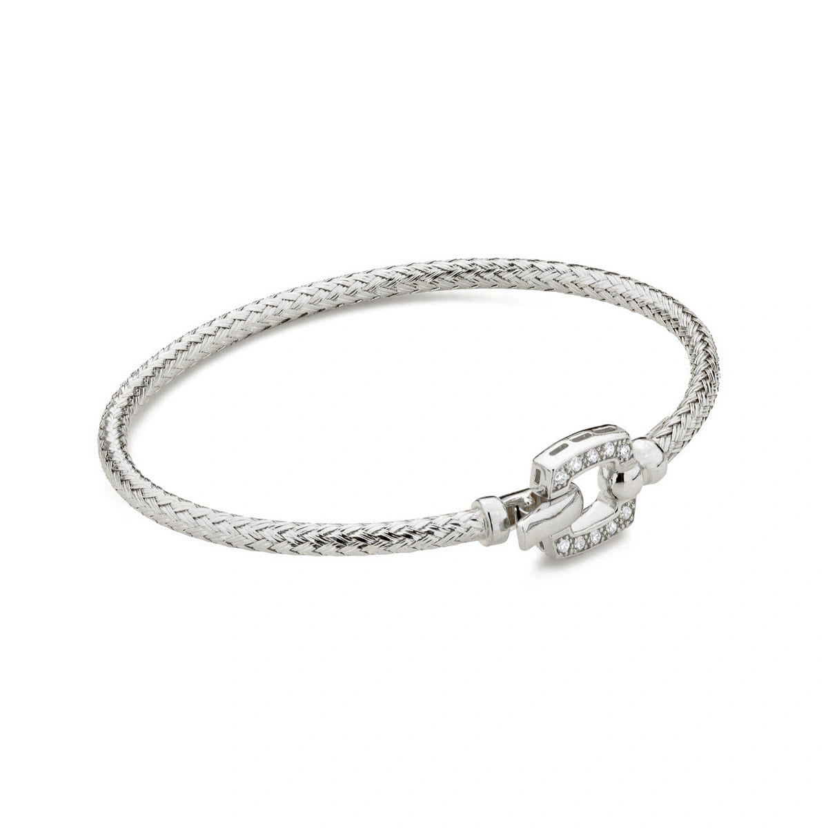 Brazalete Rígido de Plata Cuadrado
