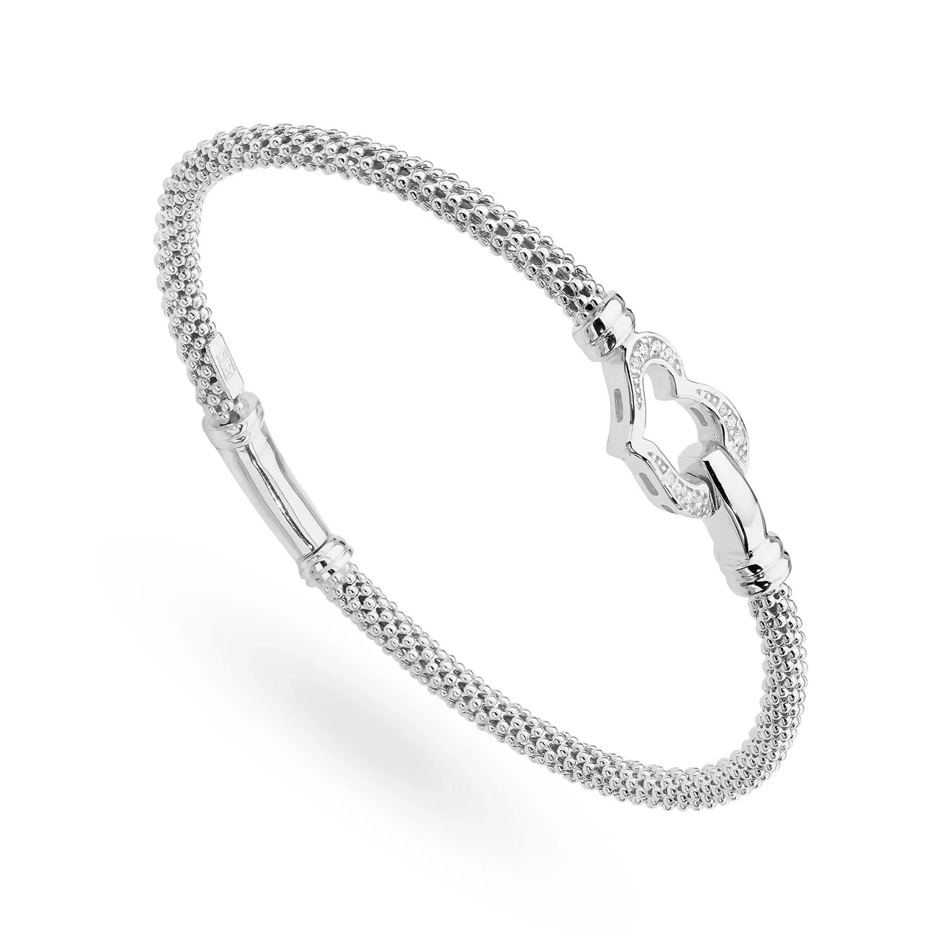 Brazalete Rígido Corazón de Plata