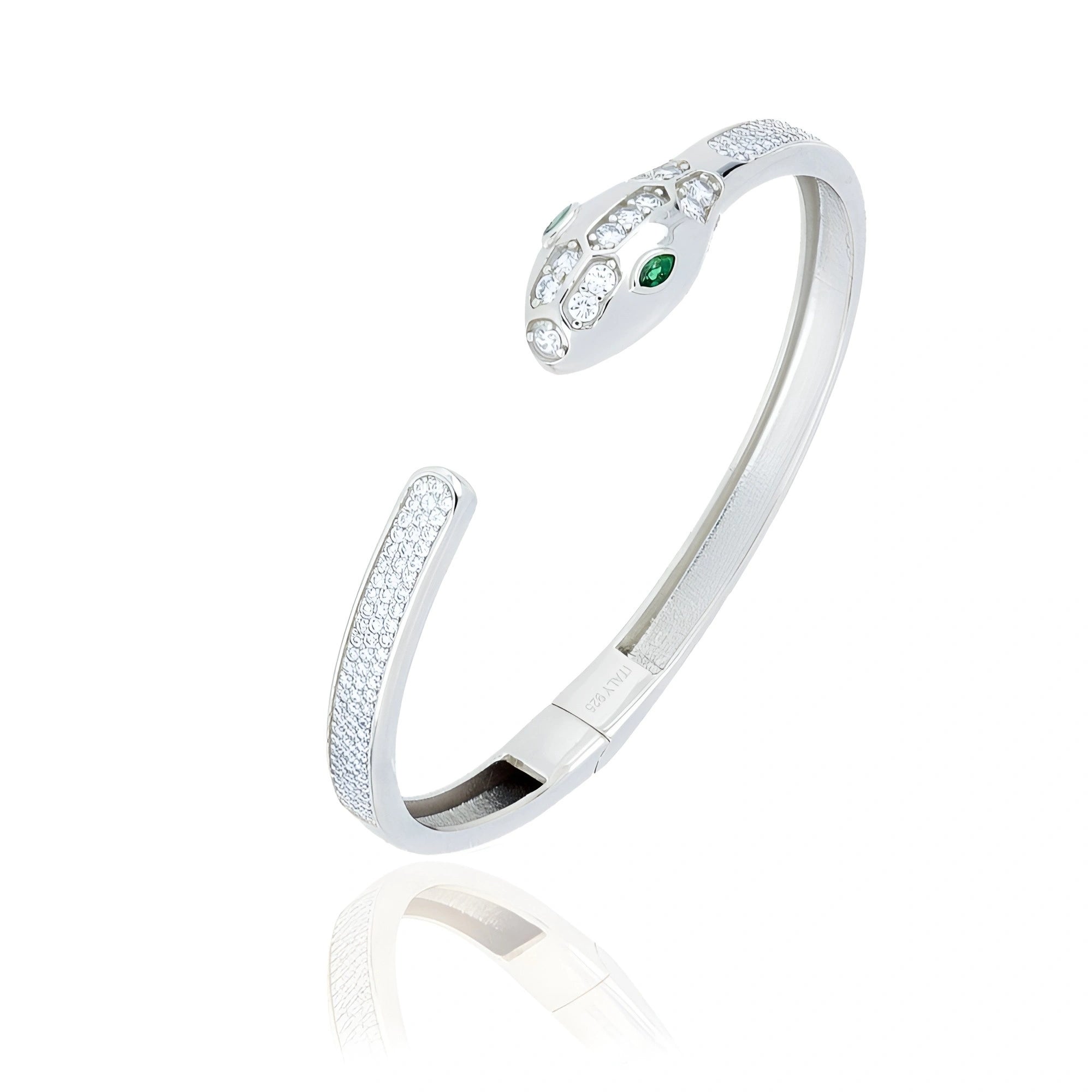 Rigid Silver Bracelet Viper Zirconia