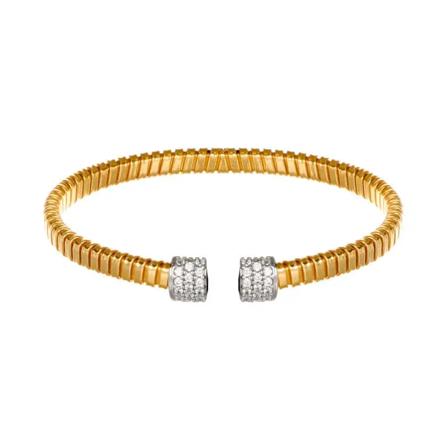 Bracciale rigido in Argento Dorato con Zirconi