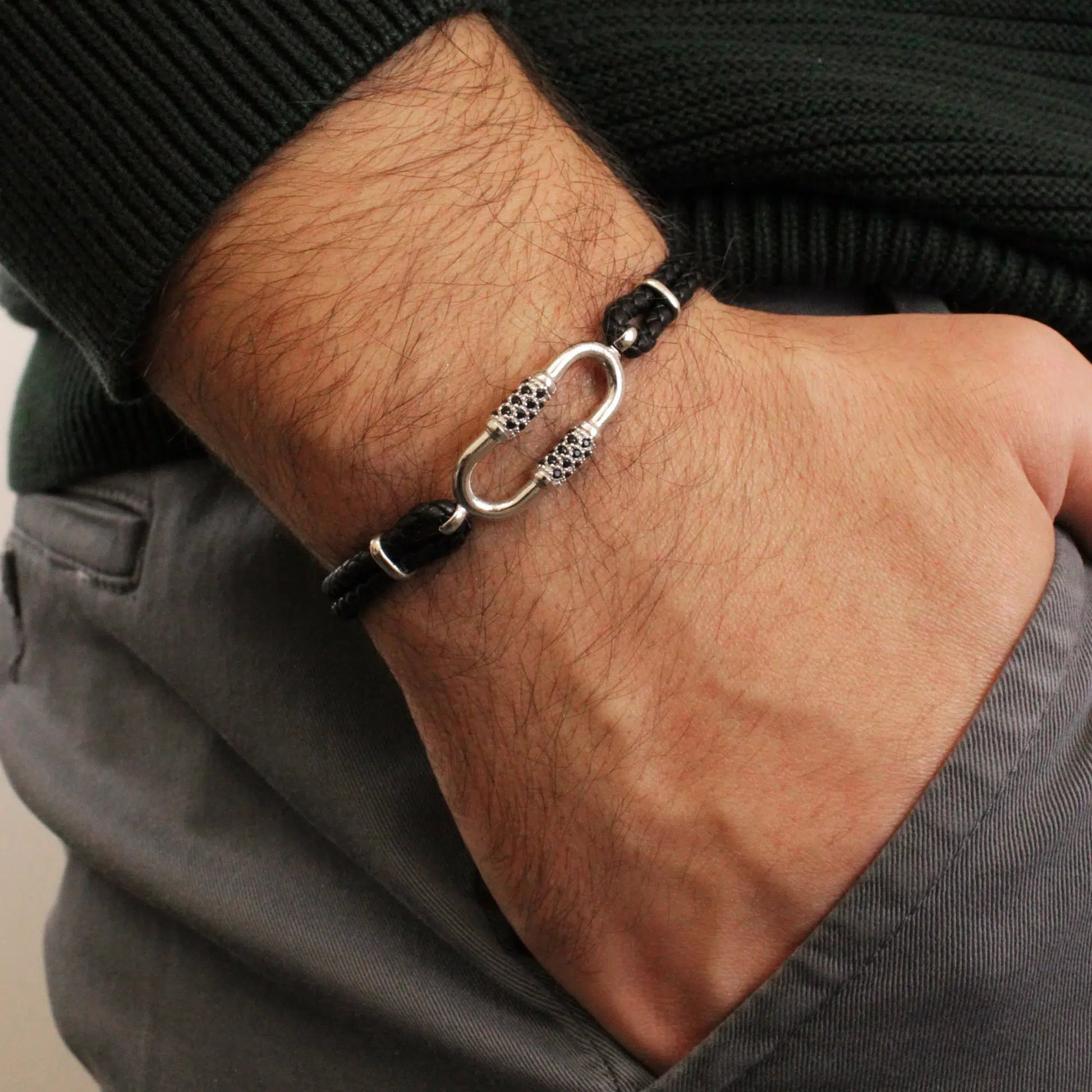Armband Neos aus Silber und Leder