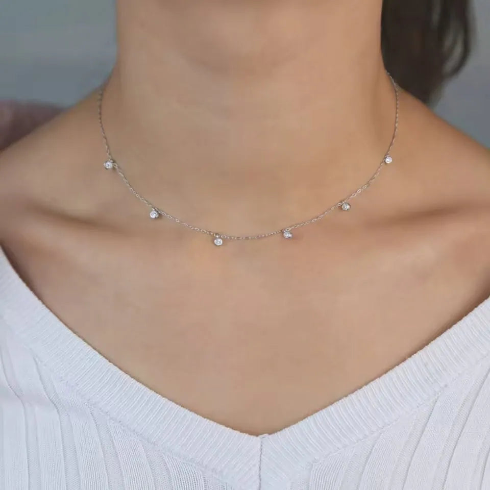 Collana in Oro 14 KT Choker con punti luce